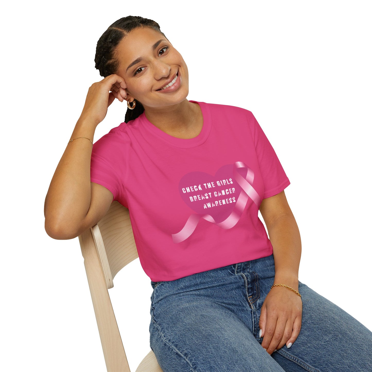 Breast Cancer Awareness T-Shirt - Check The Girls, Gift for Support, Fundraiser Event, Comfort Wear, Pink Ribbon Tee, Unisex Fashion