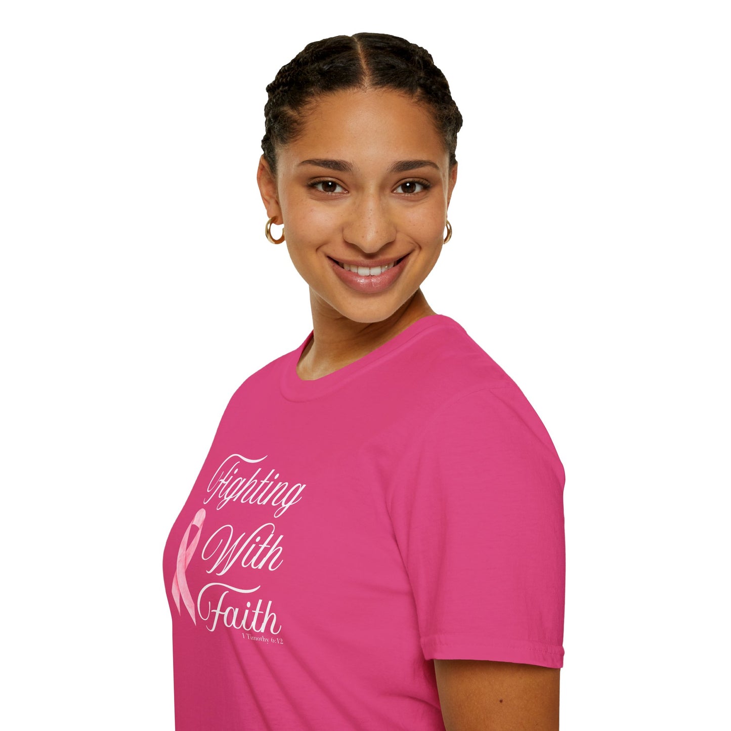 Fighting With Faith T-Shirt, Unisex Cancer Awareness Shirt, Inspirational Tee, Supportive Gift, Pink Ribbon Top