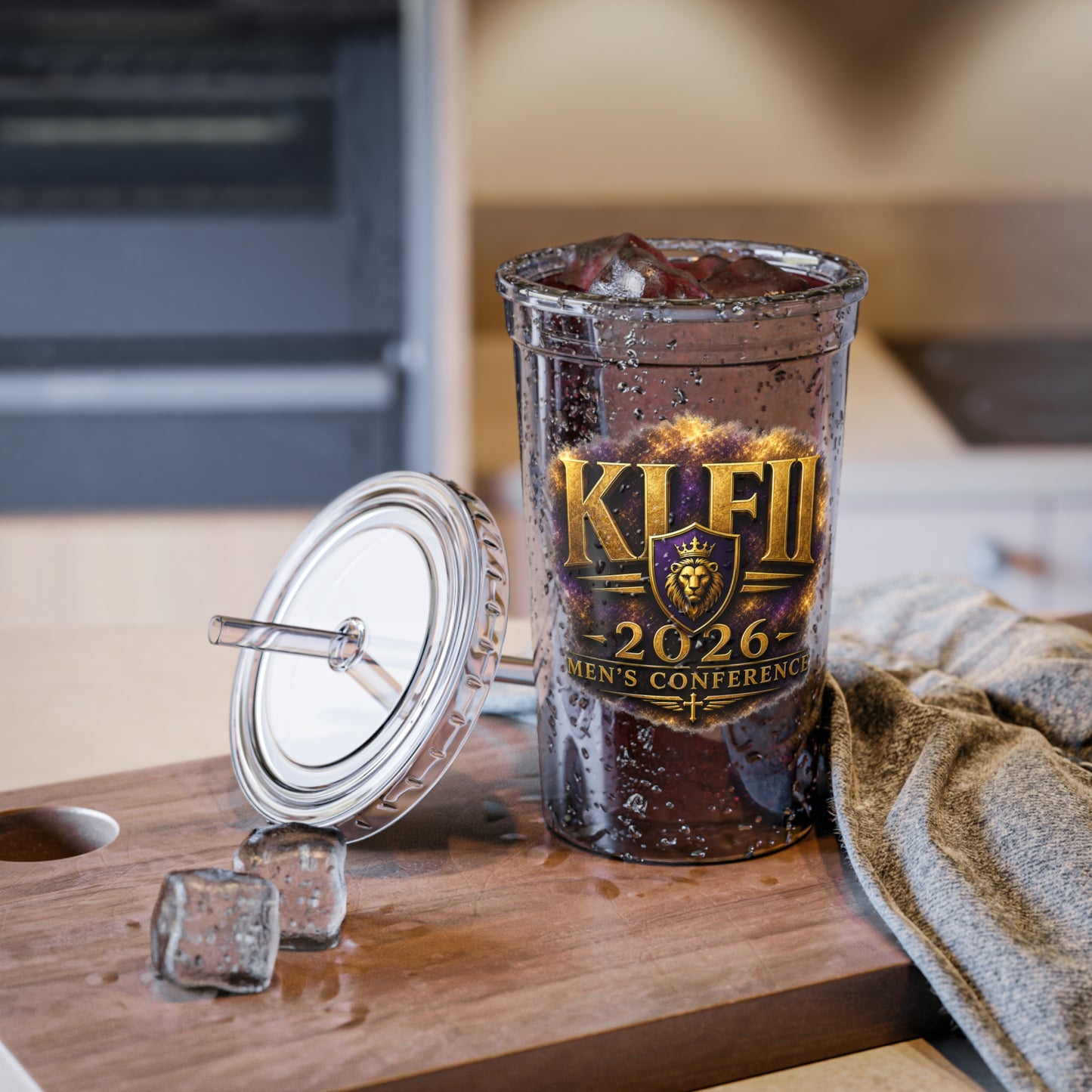 2026 KLEI Men's Conference Acrylic Tumbler - Suave Clear Cup with Straw