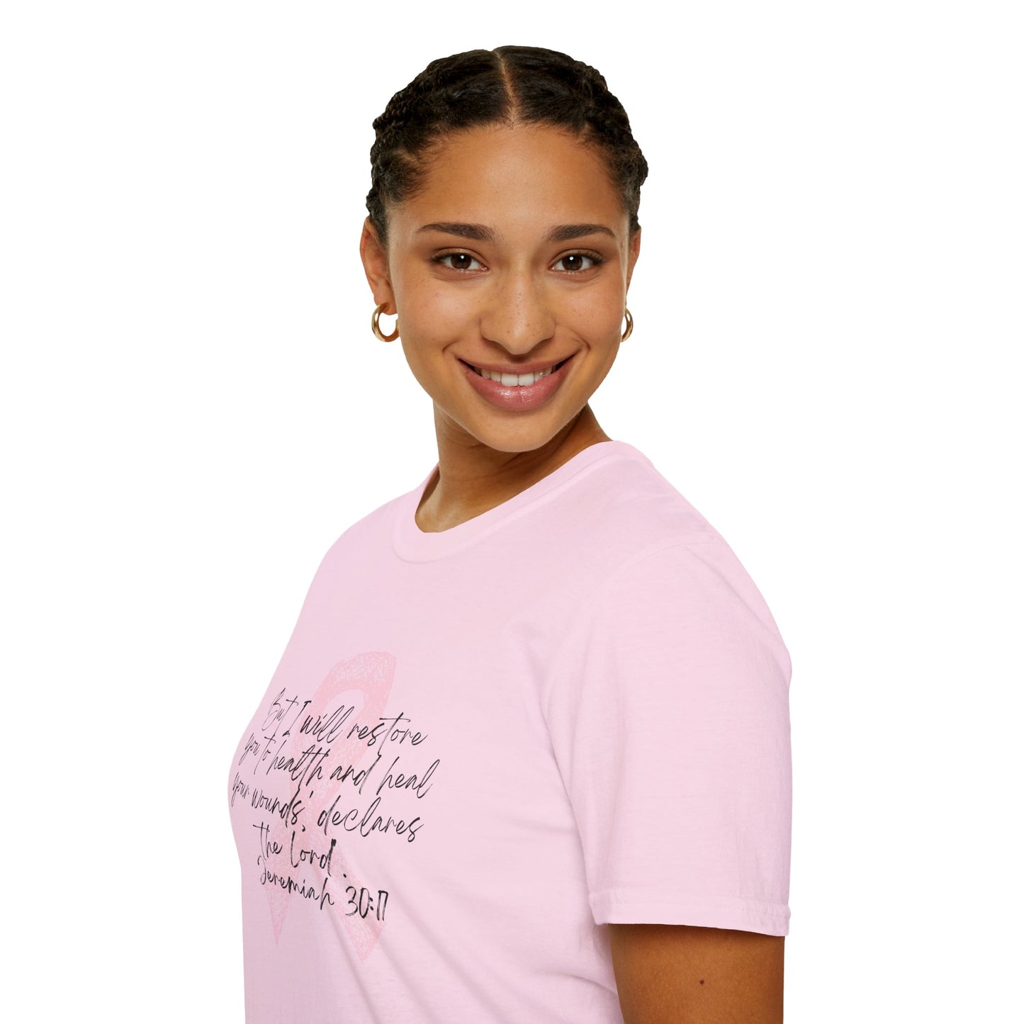 Inspirational Breast Cancer Awareness T-Shirt, Unisex Tee, Support Gift, Softstyle Shirt, Pink Ribbon Apparel, Hope & Healing