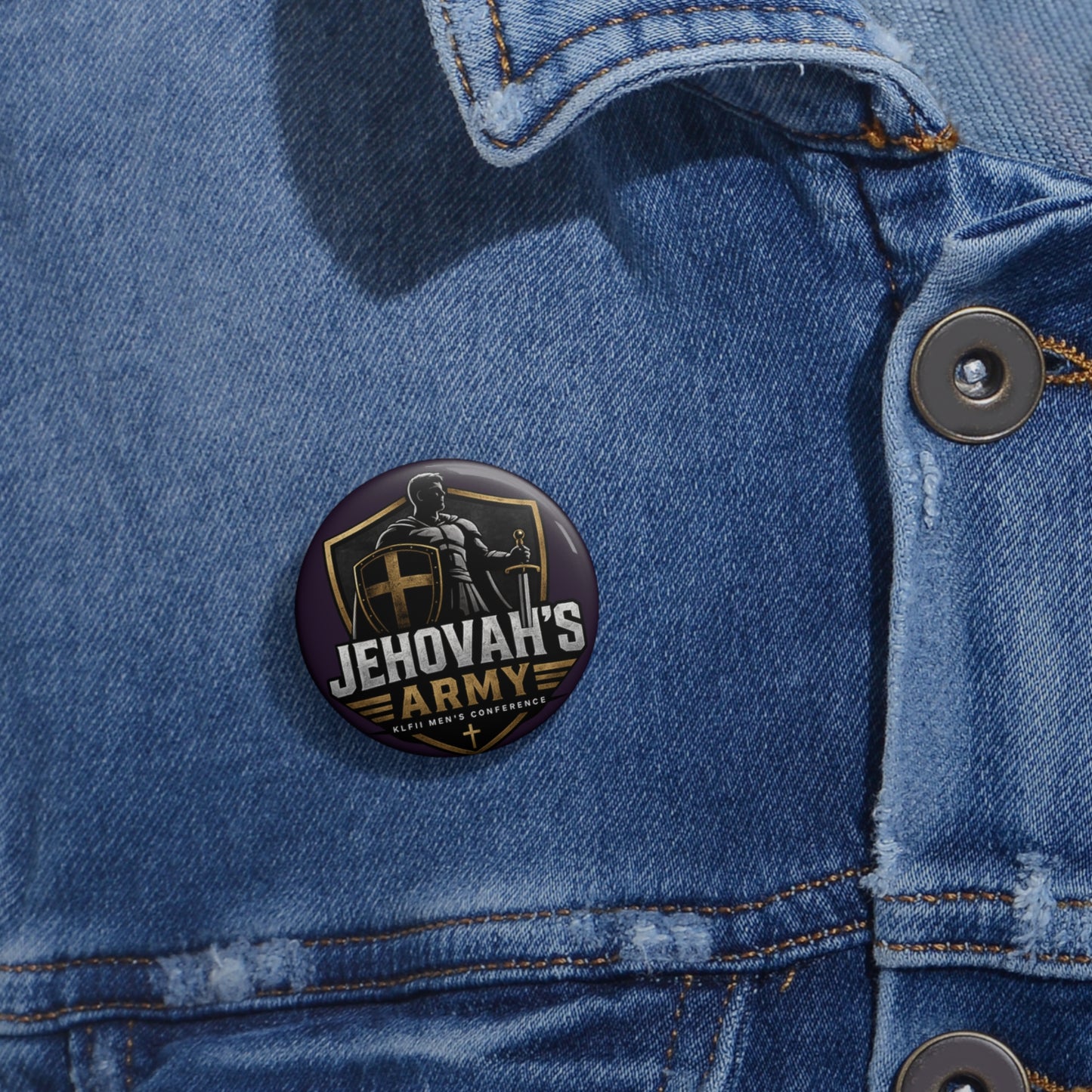 Jehovah's Army Round Pin Button — Christian Faith Conference Badge