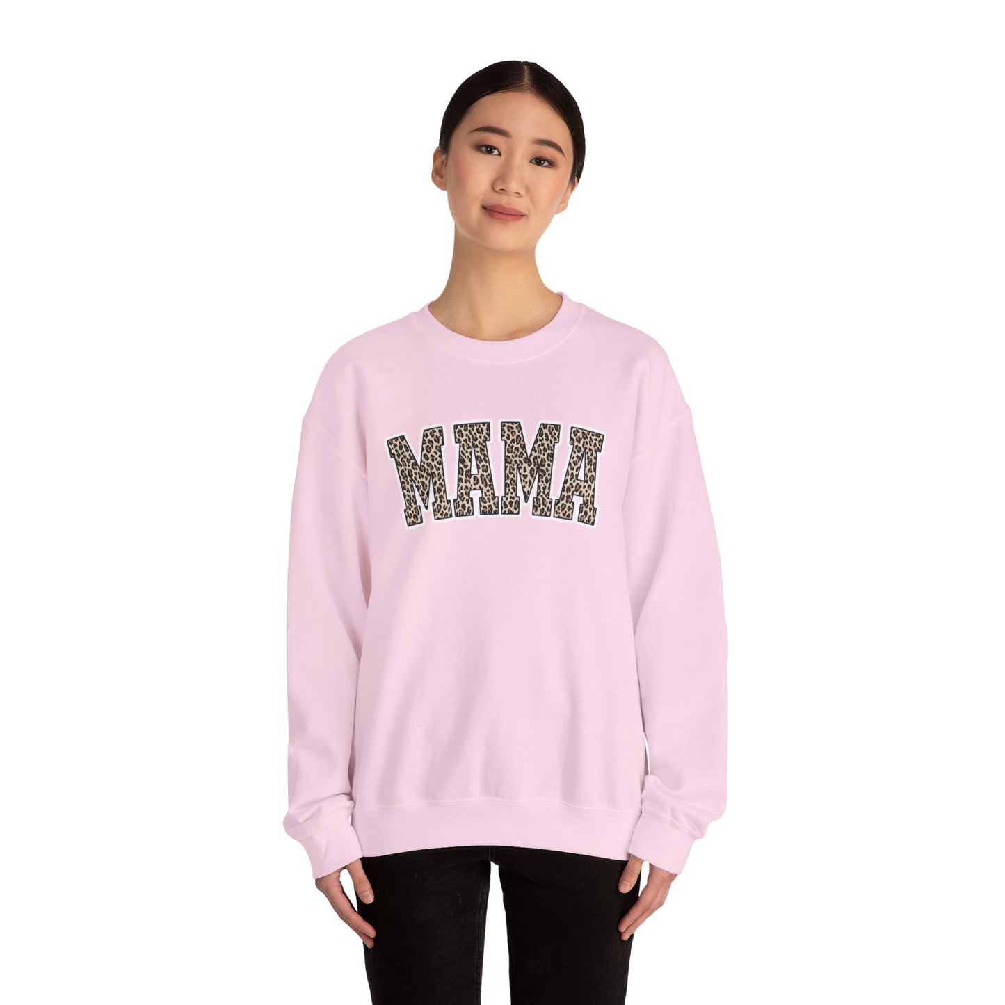 Mama Leopard Print Crewneck Sweatshirt — Cozy Mom Graphic Pullover