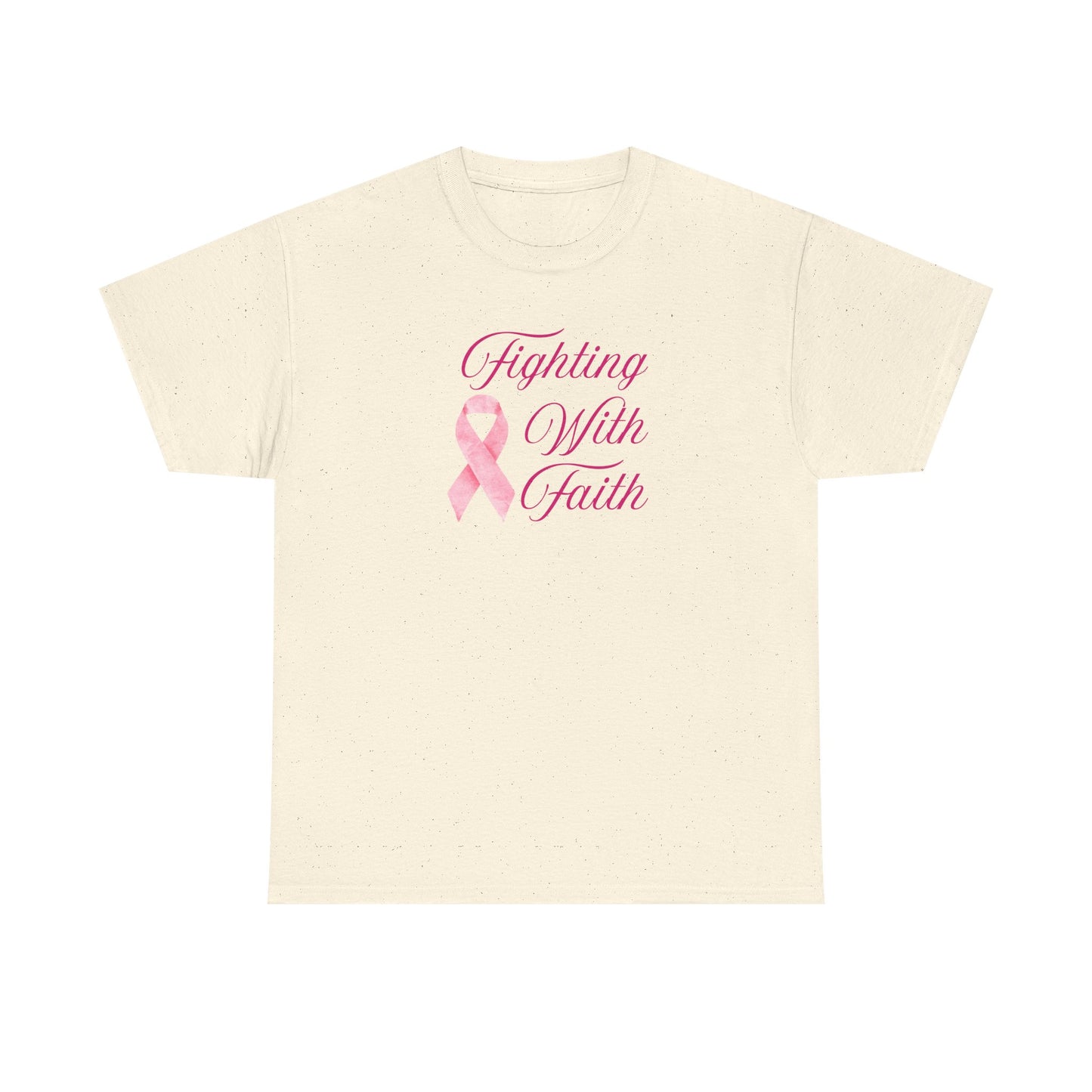 Fighting With Faith Pink Ribbon Tee, Support Breast Cancer Awareness, Unisex Cotton Shirt, Gift for Cancer Fighters, Inspirational Apparel