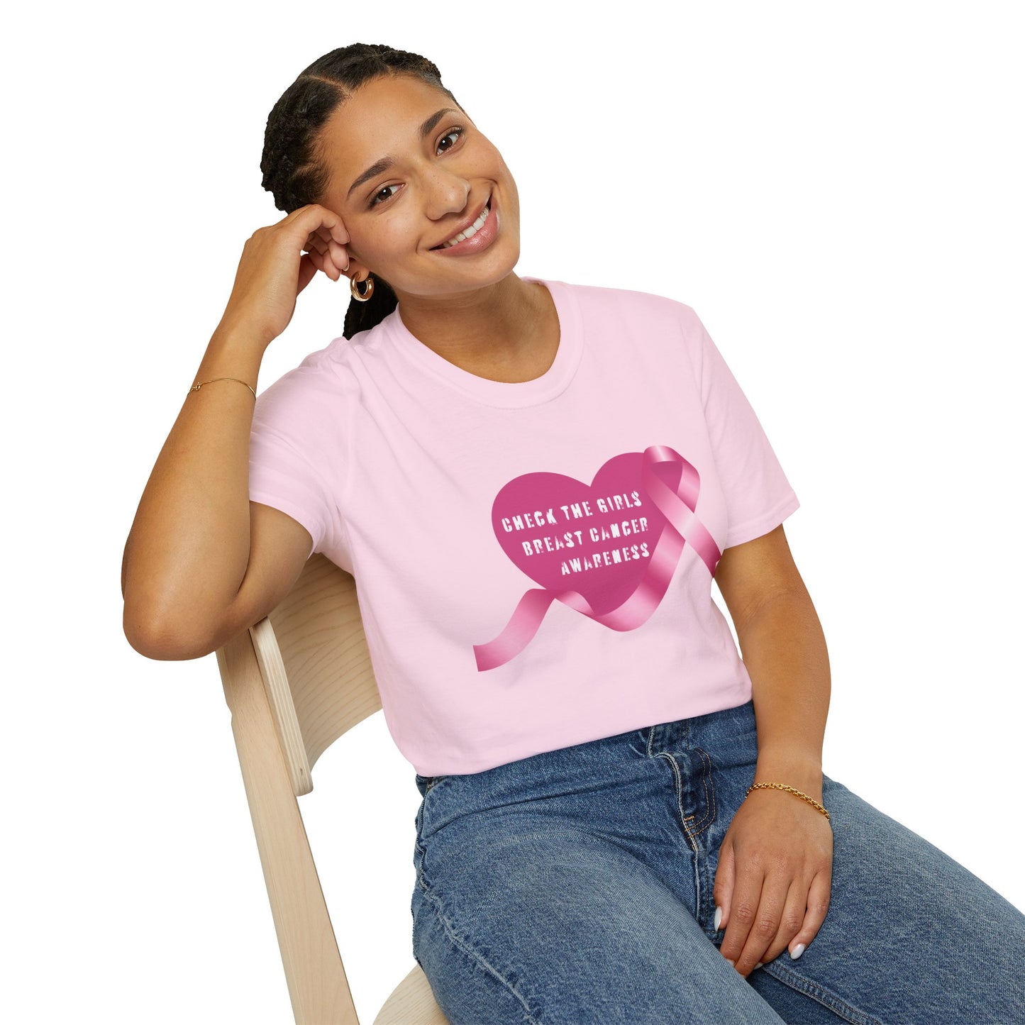 Breast Cancer Awareness T-Shirt - Check The Girls, Gift for Support, Fundraiser Event, Comfort Wear, Pink Ribbon Tee, Unisex Fashion