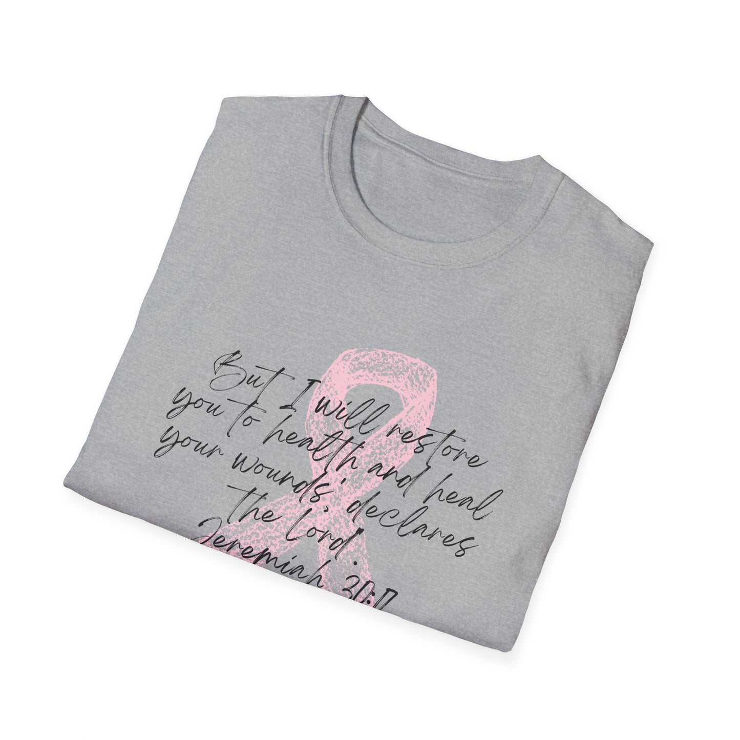 Inspirational Breast Cancer Awareness T-Shirt, Unisex Tee, Support Gift, Softstyle Shirt, Pink Ribbon Apparel, Hope & Healing