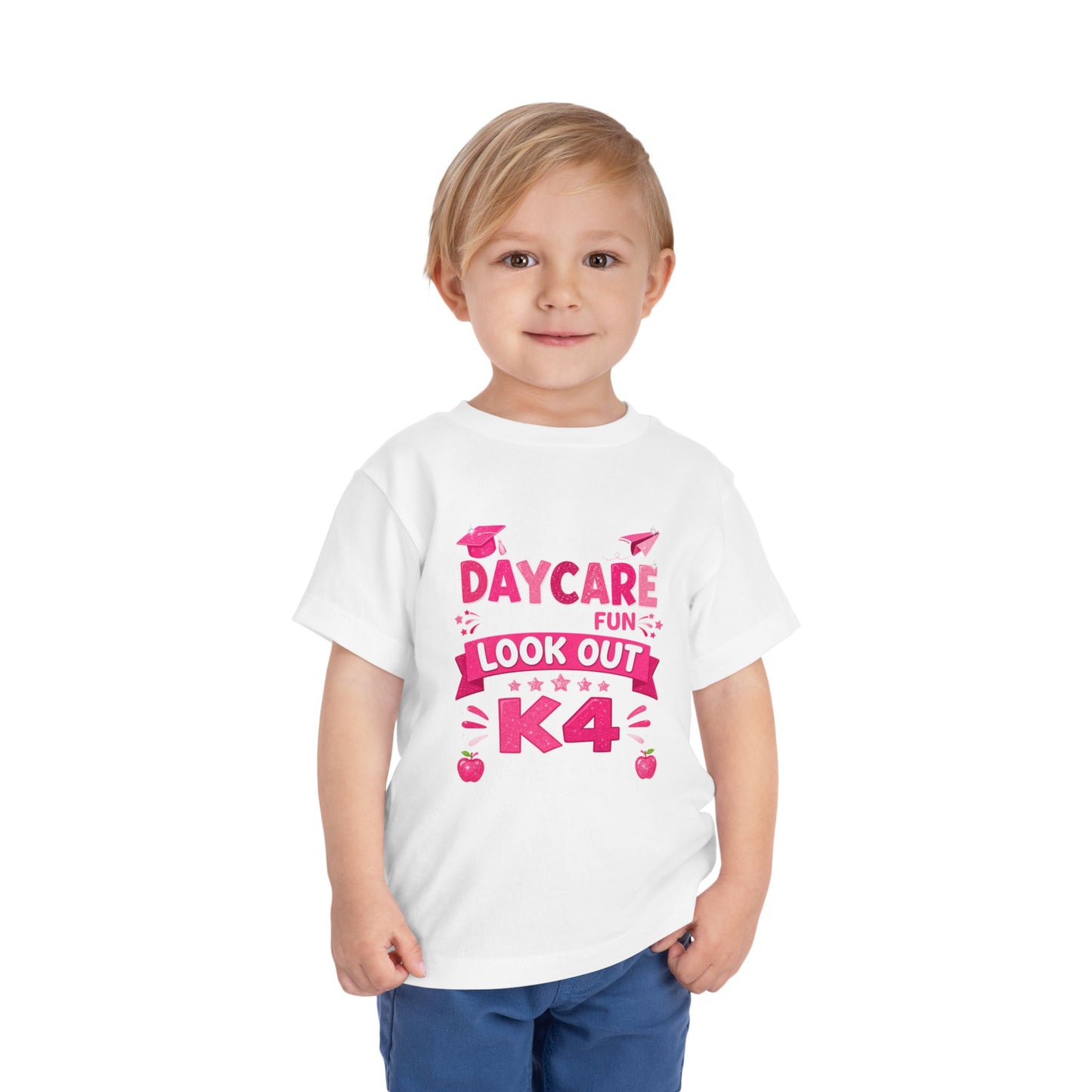 Toddler Tee(Rhy) — "Daycare Fun Look Out K4" Pink Graduation Shirt