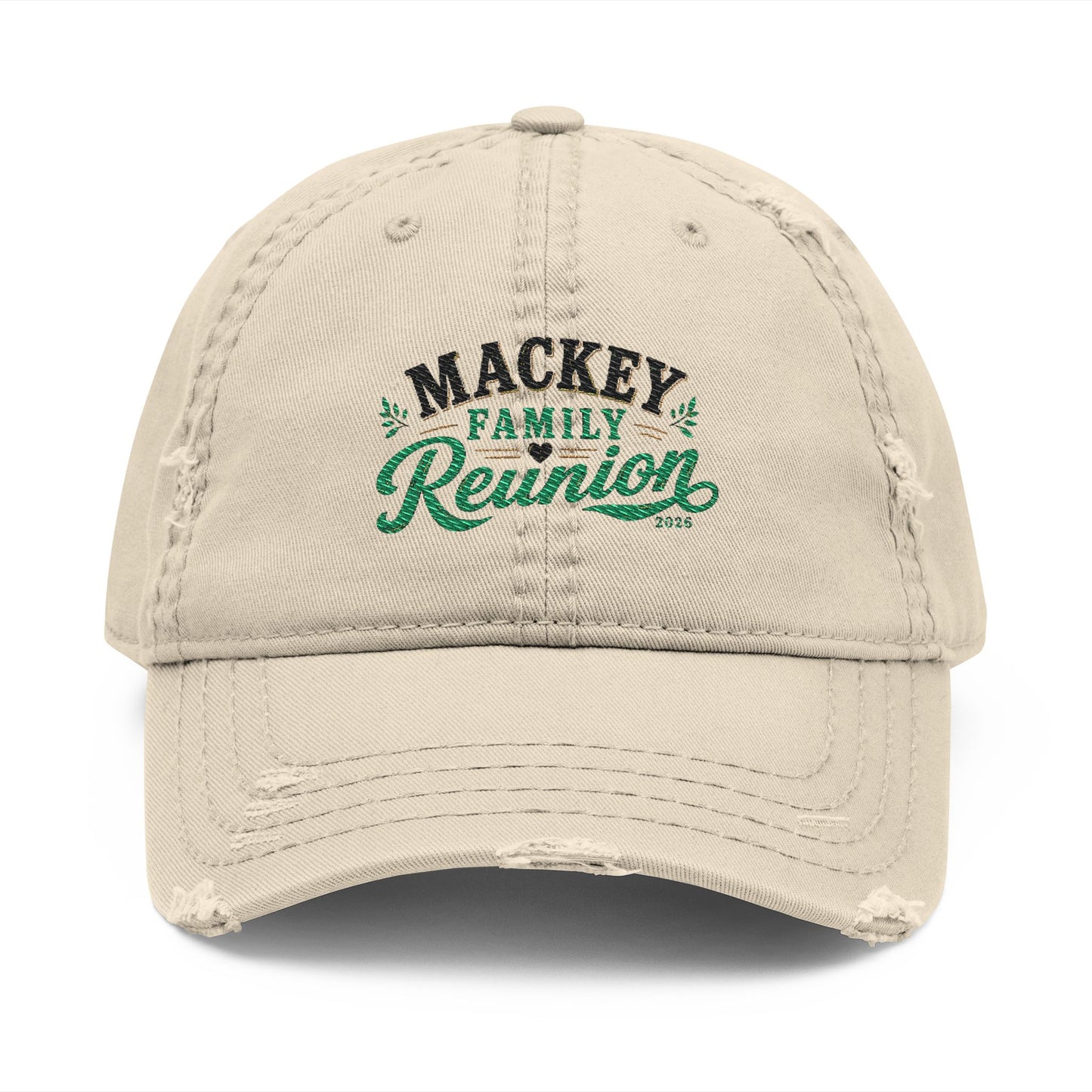 Family Reunion Embroidered Dad Hat — Distressed Mackey Reunion Cap