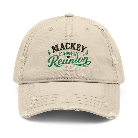 Family Reunion Embroidered Dad Hat — Distressed Mackey Reunion Cap