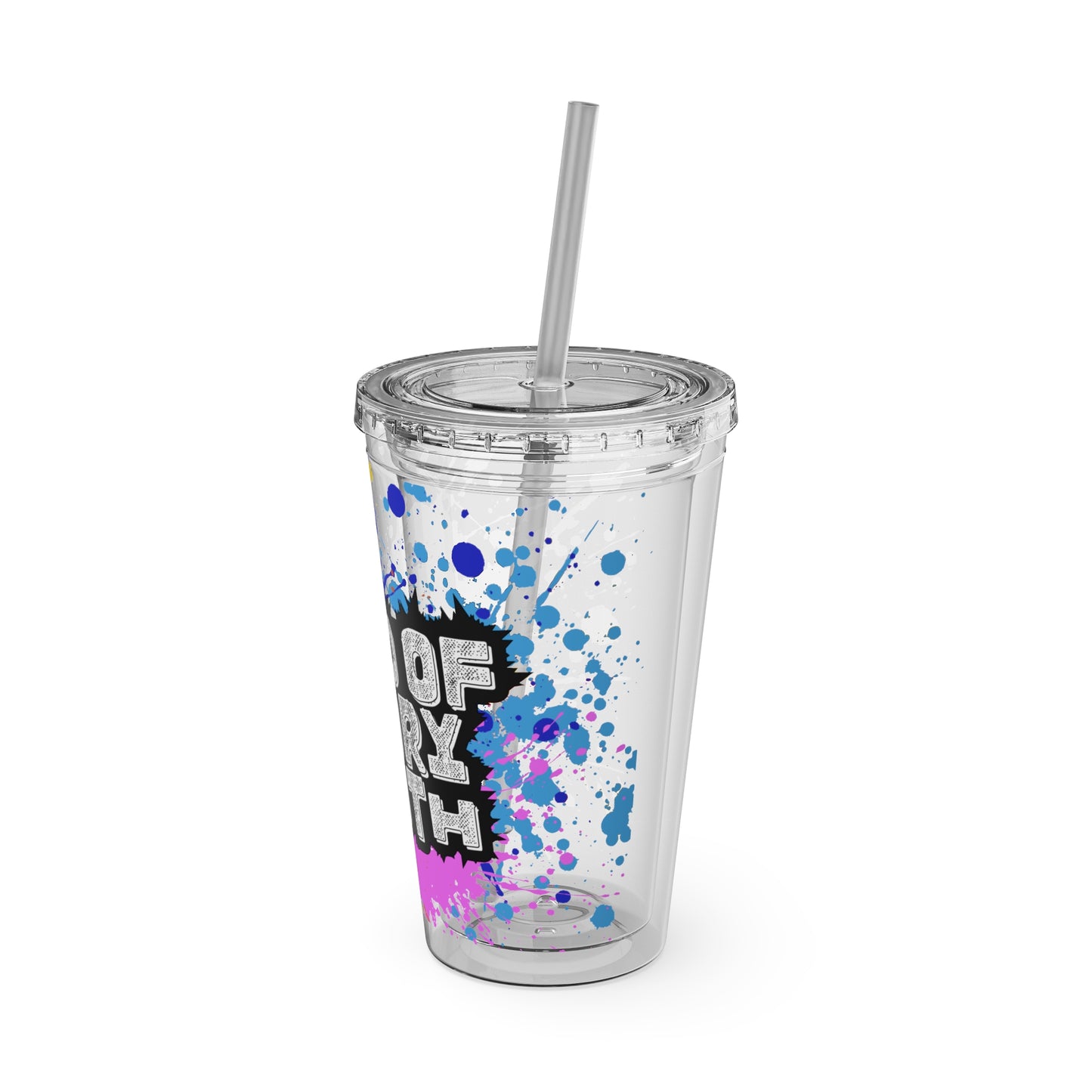 LOGColorful Youth Tumbler with Straw, Inspirational Drinkware for Teens, Summer Fun, Motivational Quotes, Birthday Gift