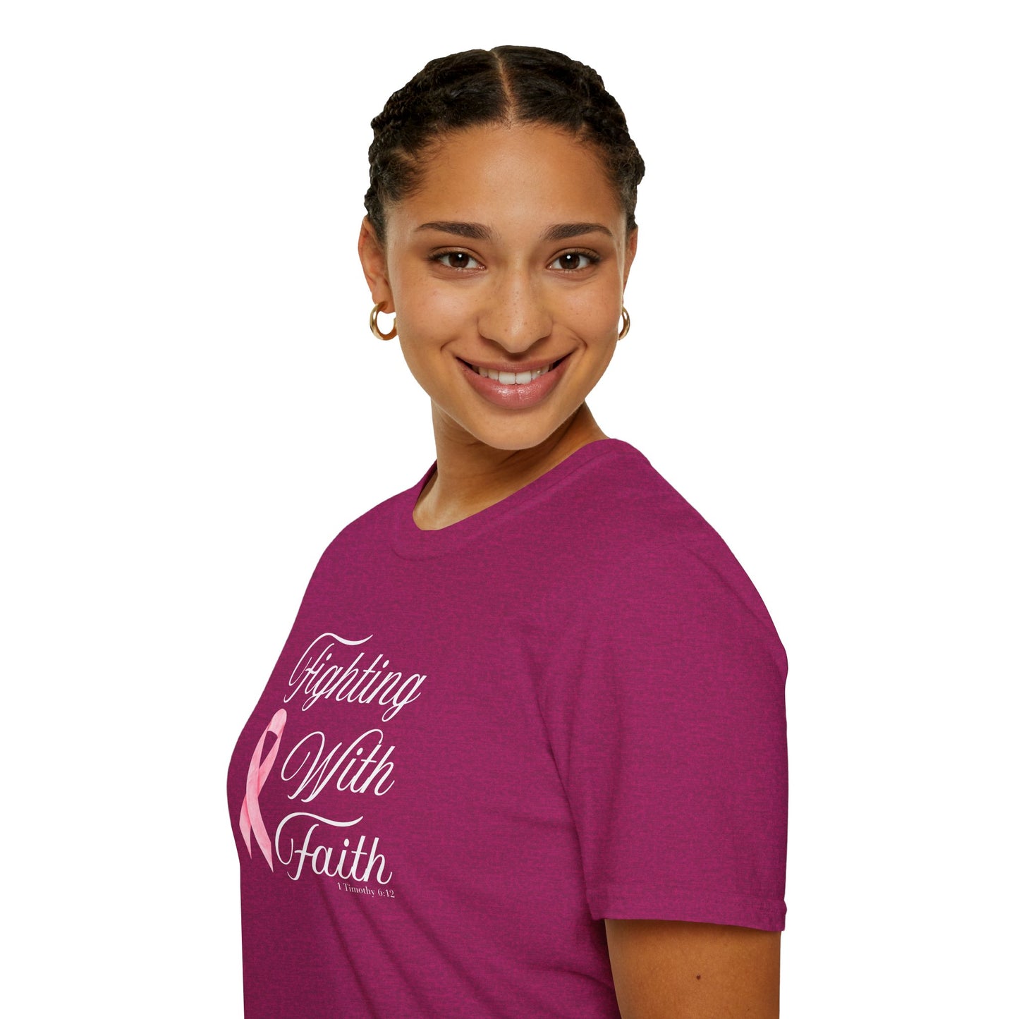 Fighting With Faith T-Shirt, Unisex Cancer Awareness Shirt, Inspirational Tee, Supportive Gift, Pink Ribbon Top