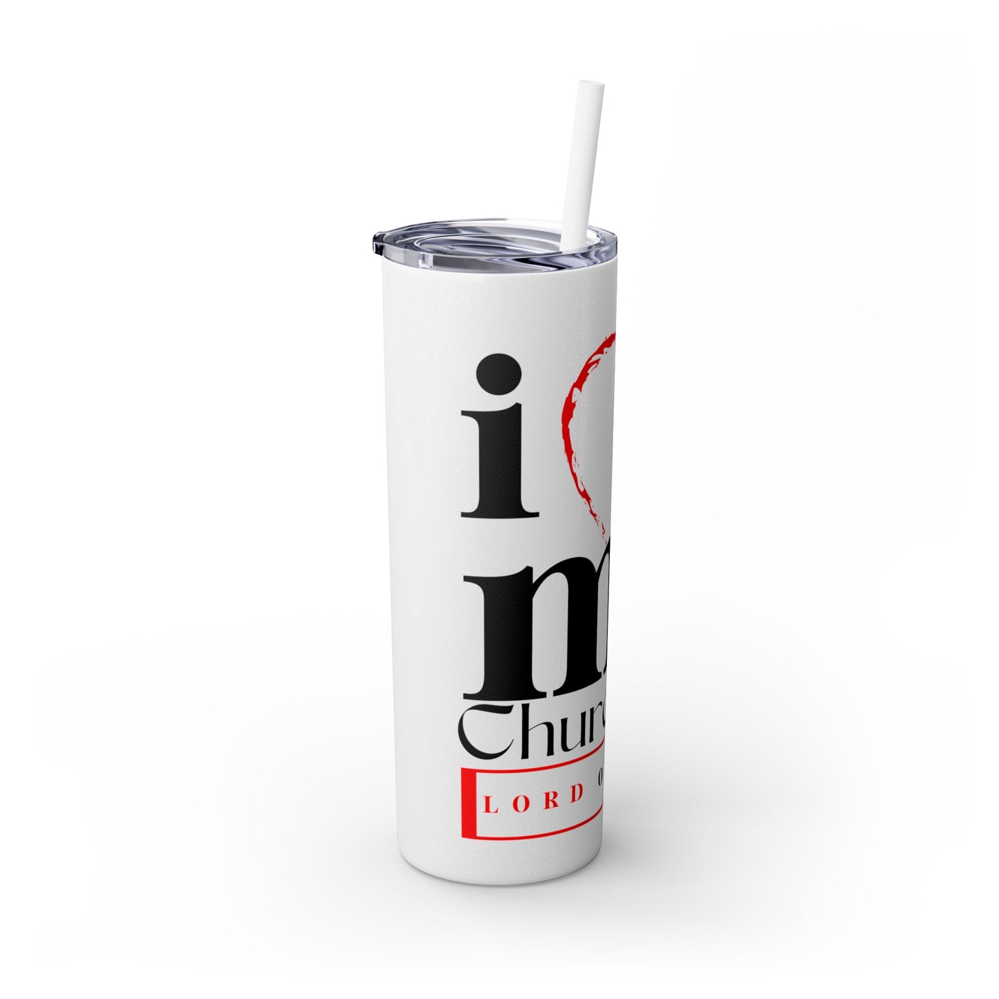 LOG I Love My Church Skinny Tumbler with Straw, 20oz - Perfect for Home, Gifts, Christian Events, Coffee Lovers, and Everyday Use
