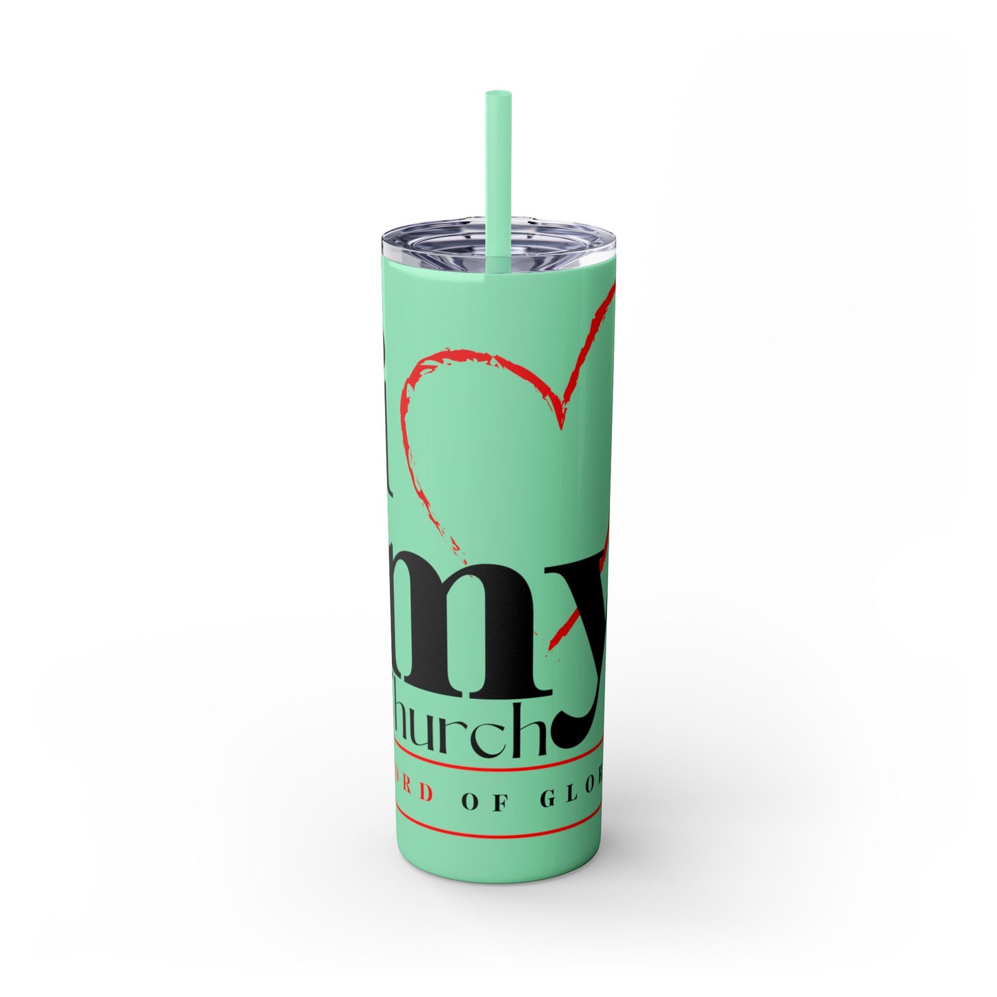 LOG I Love My Church Skinny Tumbler with Straw, 20oz - Perfect for Home, Gifts, Christian Events, Coffee Lovers, and Everyday Use