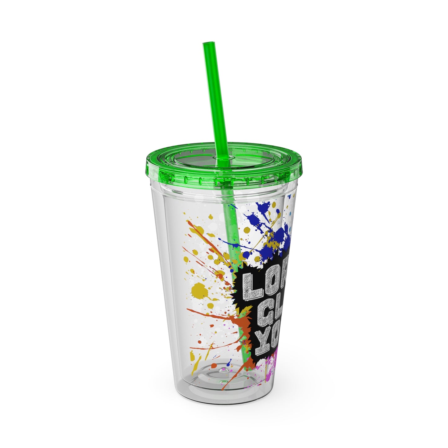 LOGColorful Youth Tumbler with Straw, Inspirational Drinkware for Teens, Summer Fun, Motivational Quotes, Birthday Gift