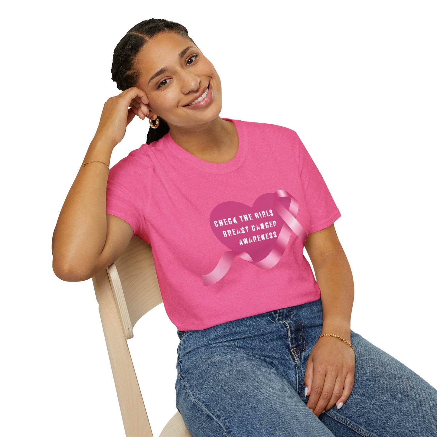 Breast Cancer Awareness T-Shirt - Check The Girls, Gift for Support, Fundraiser Event, Comfort Wear, Pink Ribbon Tee, Unisex Fashion