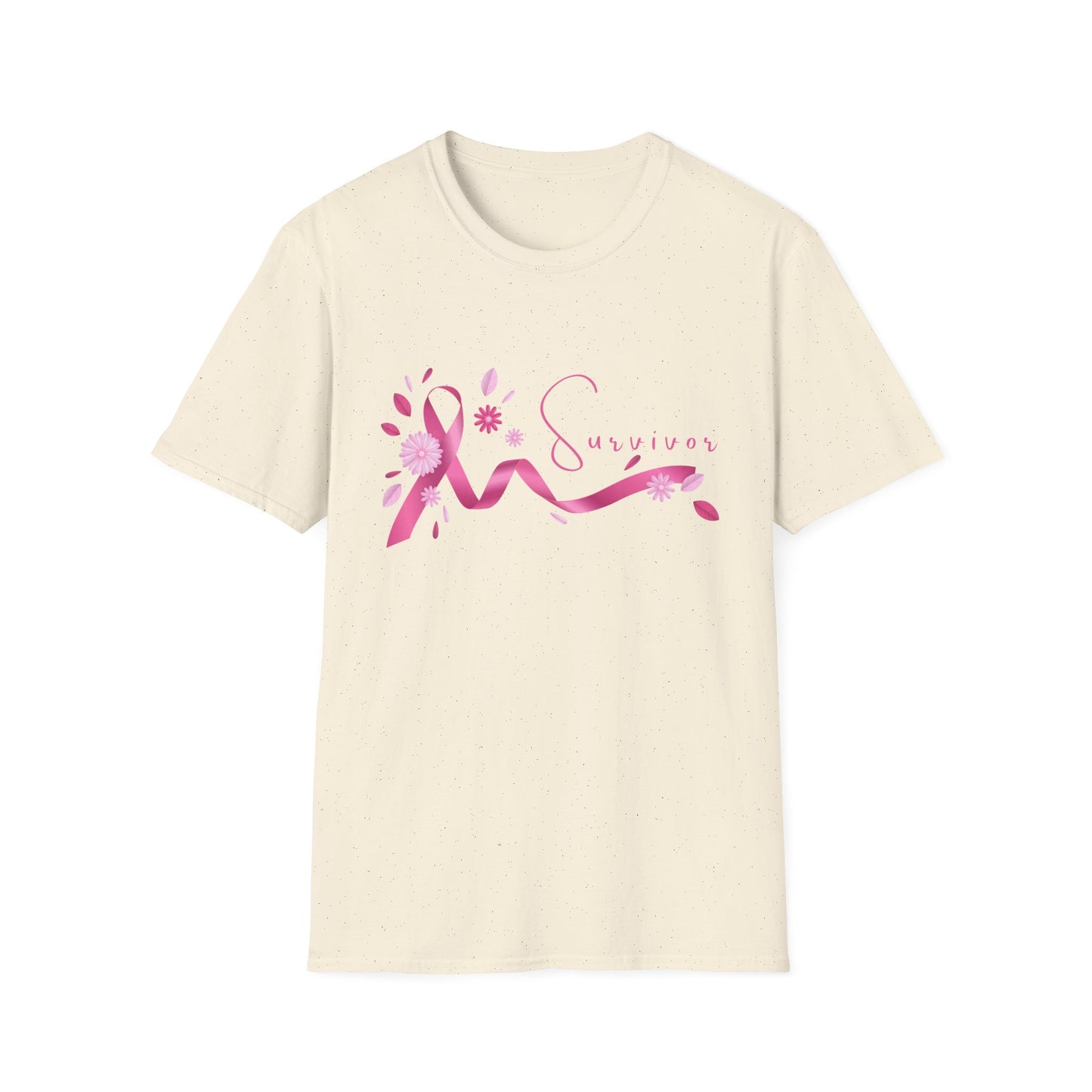 Pink Ribbon Survivor Unisex Softstyle T-Shirt, Breast Cancer Awareness Tee, Inspirational Shirt, Gift for Survivors, Supportive Apparel