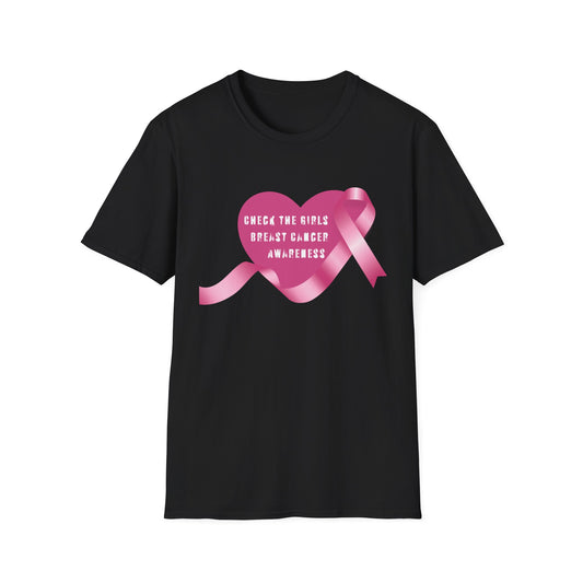 Breast Cancer Awareness T-Shirt - Check The Girls, Gift for Support, Fundraiser Event, Comfort Wear, Pink Ribbon Tee, Unisex Fashion