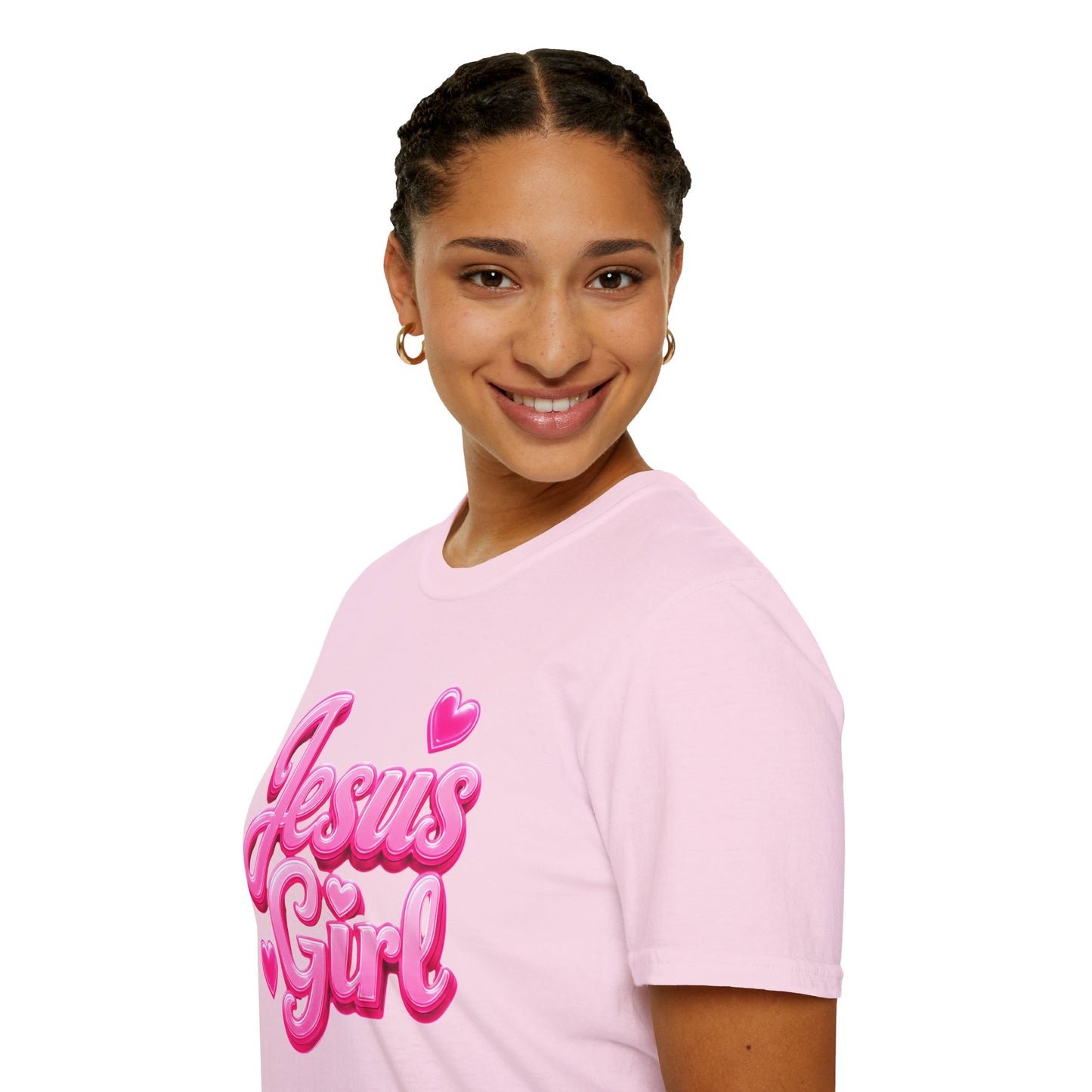 Jesus Girl T-Shirt — Pink Bubble Script Faith Tee