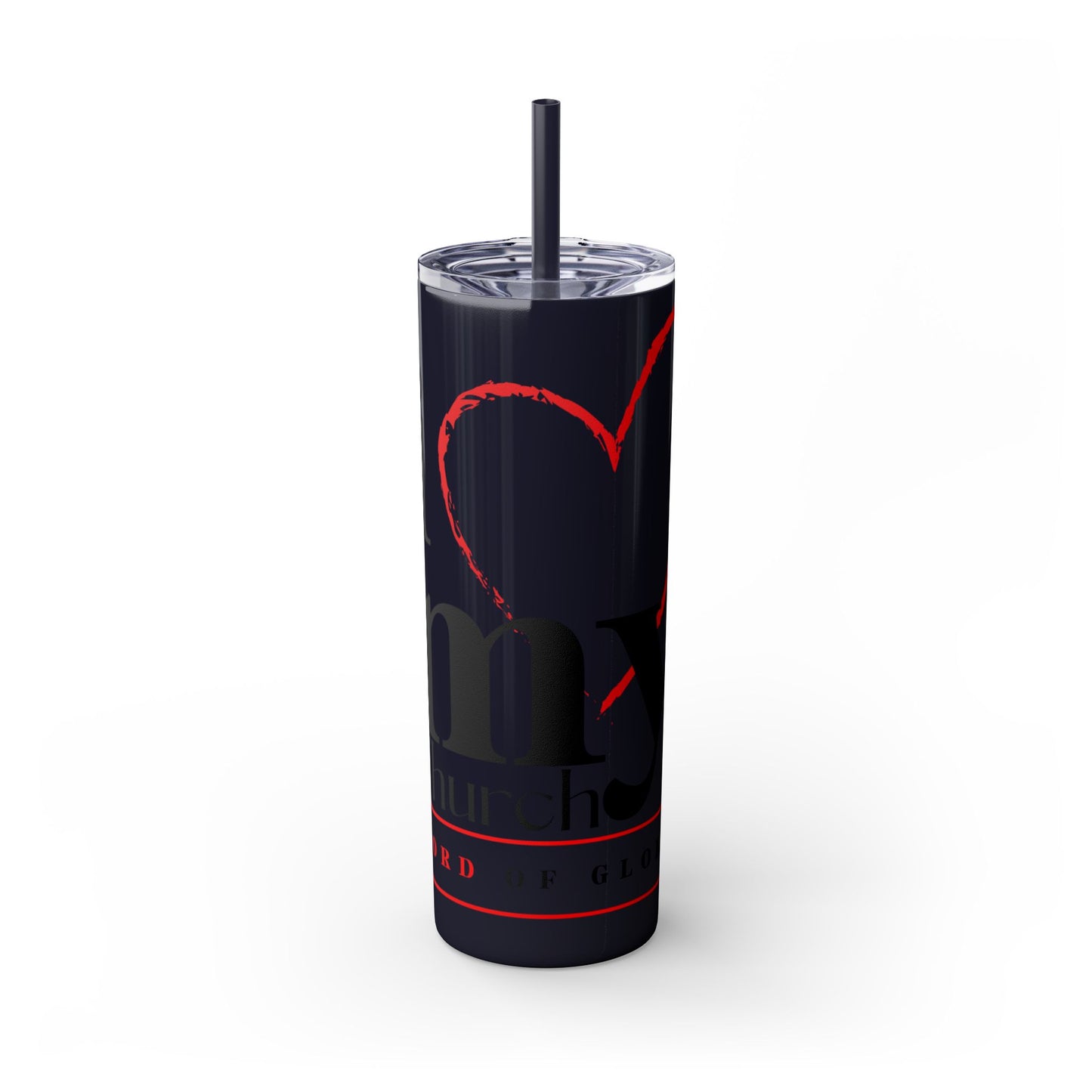 LOG I Love My Church Skinny Tumbler with Straw, 20oz - Perfect for Home, Gifts, Christian Events, Coffee Lovers, and Everyday Use