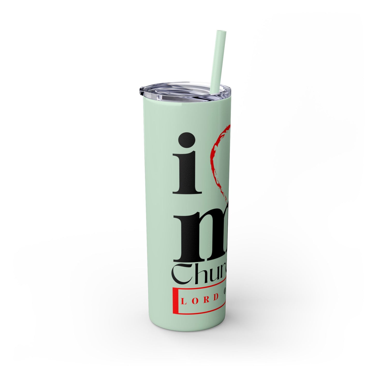 LOG I Love My Church Skinny Tumbler with Straw, 20oz - Perfect for Home, Gifts, Christian Events, Coffee Lovers, and Everyday Use