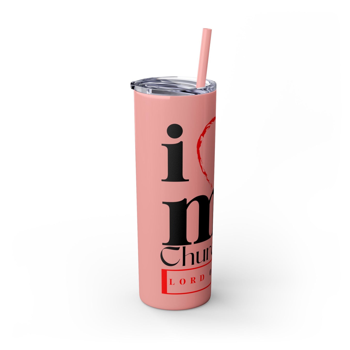 LOG I Love My Church Skinny Tumbler with Straw, 20oz - Perfect for Home, Gifts, Christian Events, Coffee Lovers, and Everyday Use