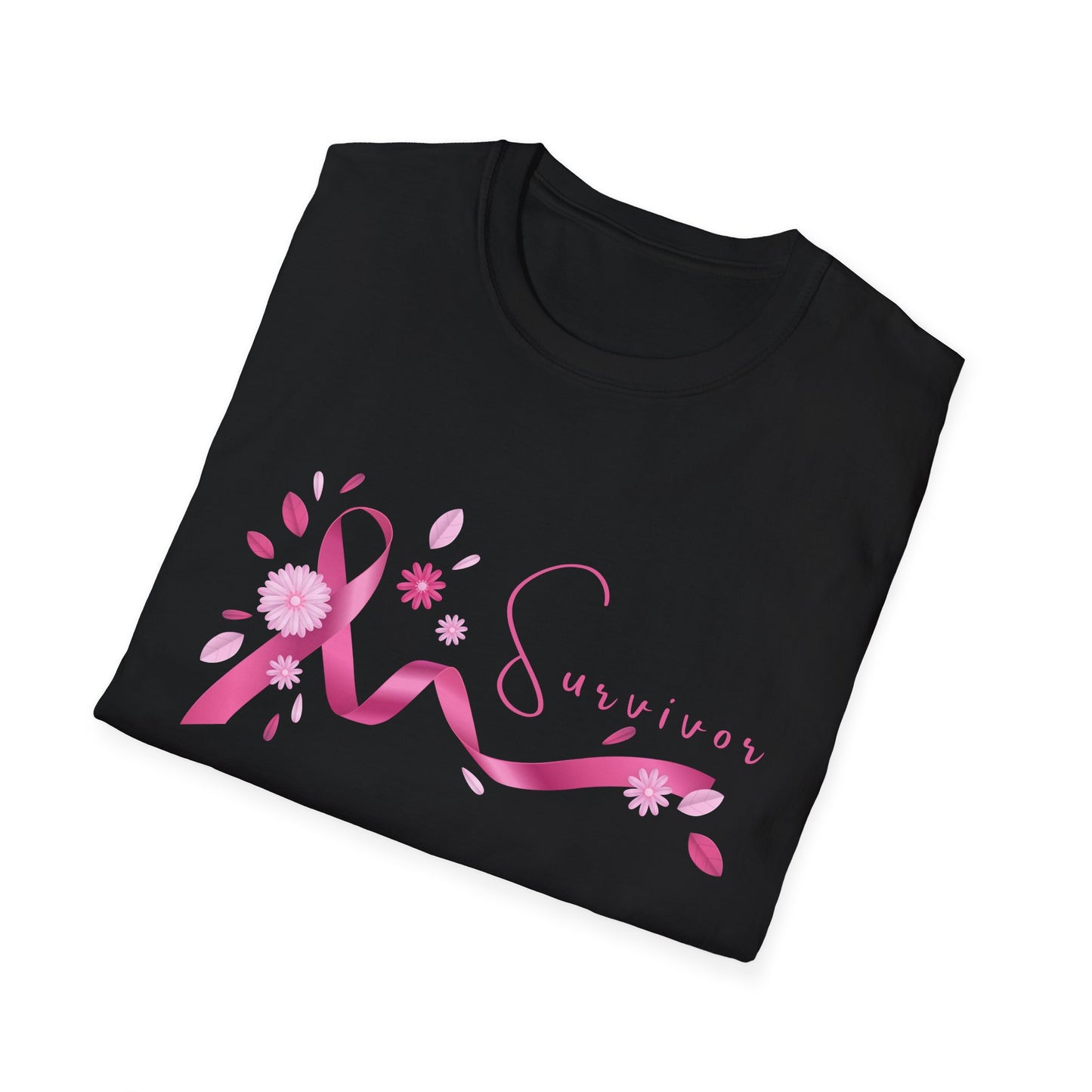 Pink Ribbon Survivor Unisex Softstyle T-Shirt, Breast Cancer Awareness Tee, Inspirational Shirt, Gift for Survivors, Supportive Apparel