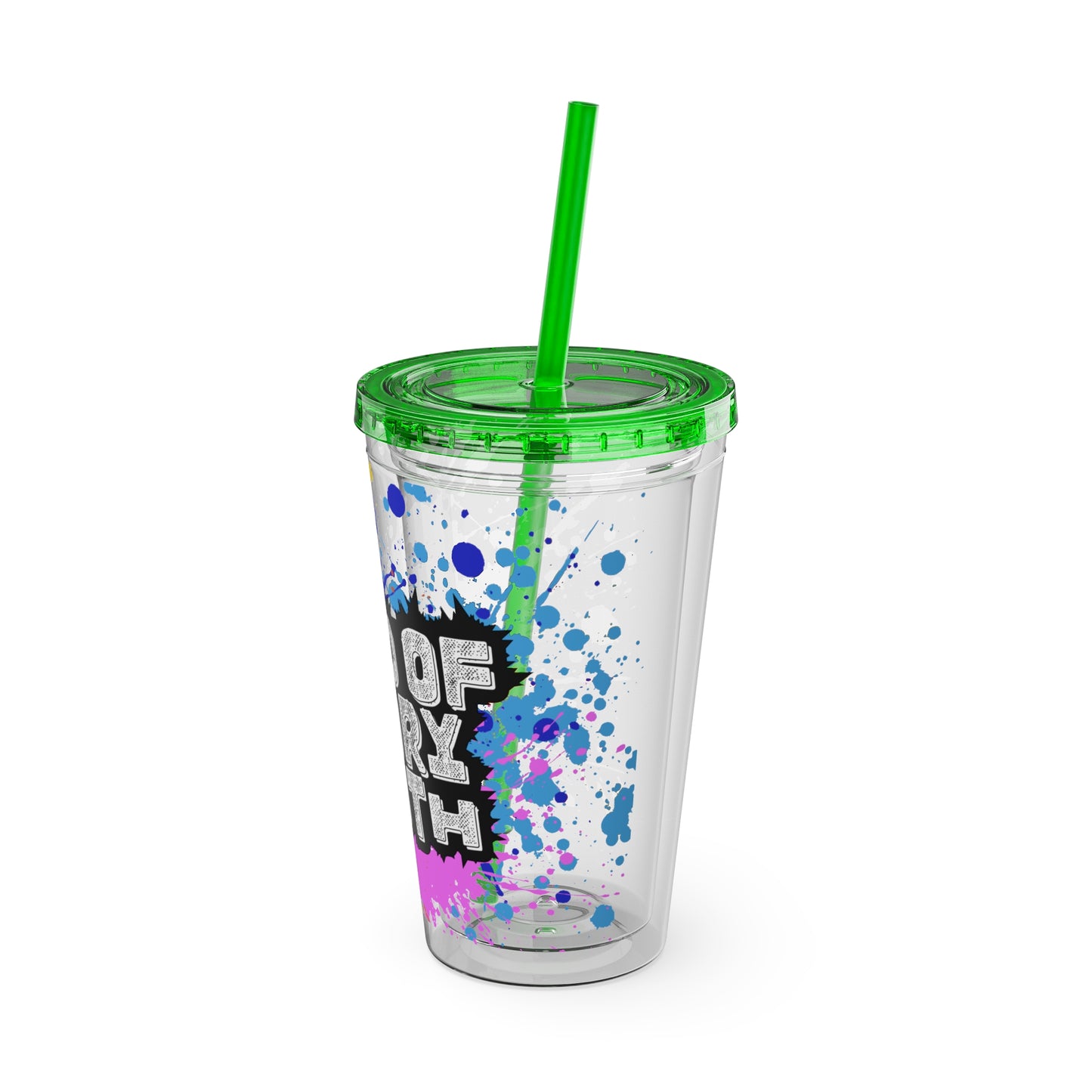 LOGColorful Youth Tumbler with Straw, Inspirational Drinkware for Teens, Summer Fun, Motivational Quotes, Birthday Gift