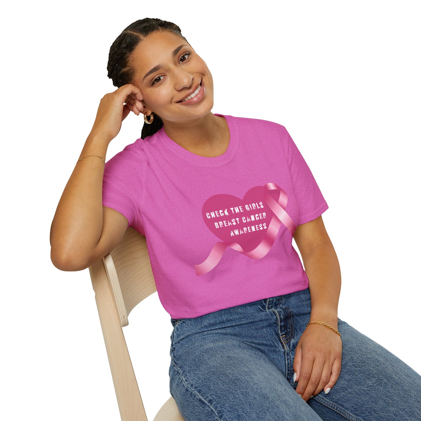 Breast Cancer Awareness T-Shirt - Check The Girls, Gift for Support, Fundraiser Event, Comfort Wear, Pink Ribbon Tee, Unisex Fashion