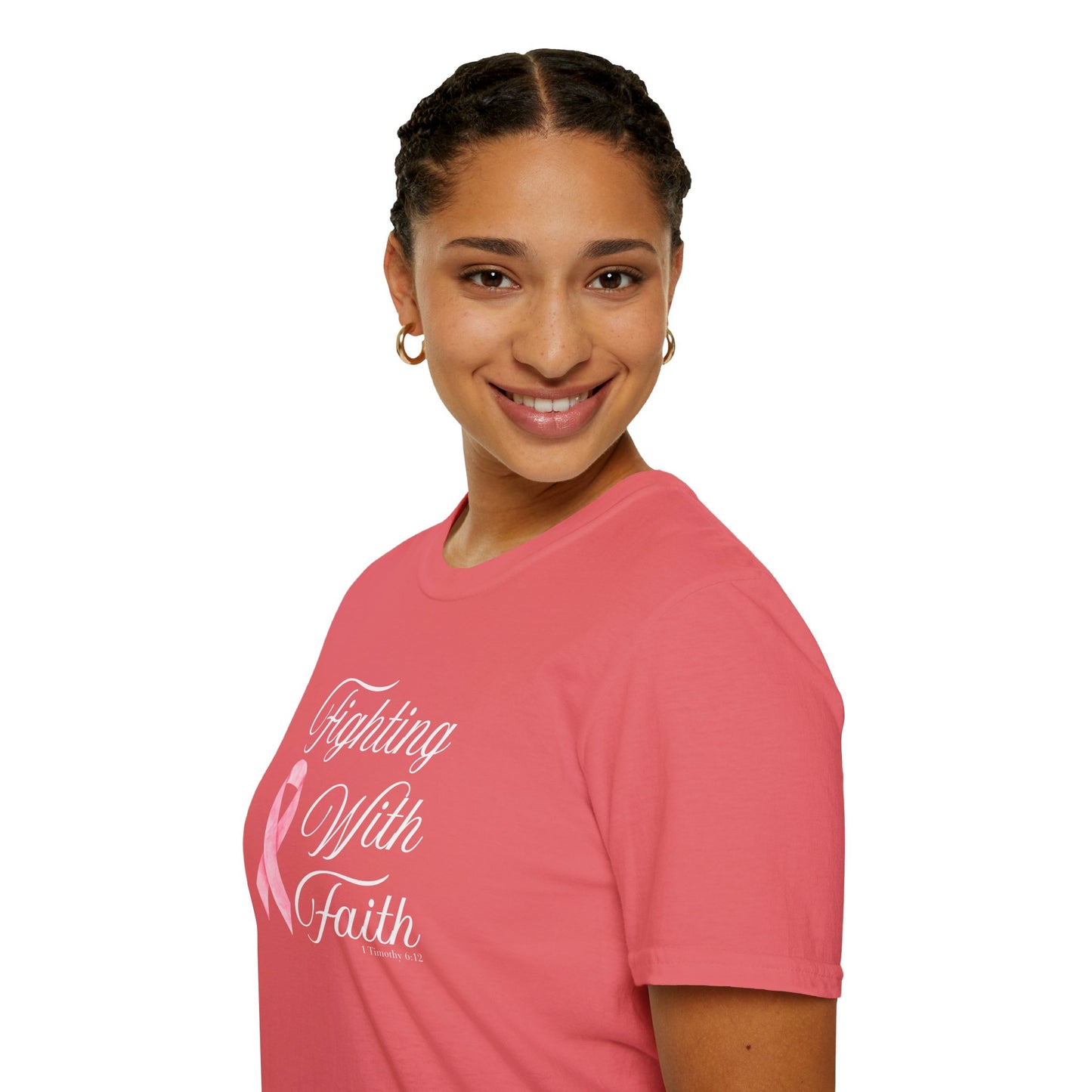 Fighting With Faith T-Shirt, Unisex Cancer Awareness Shirt, Inspirational Tee, Supportive Gift, Pink Ribbon Top