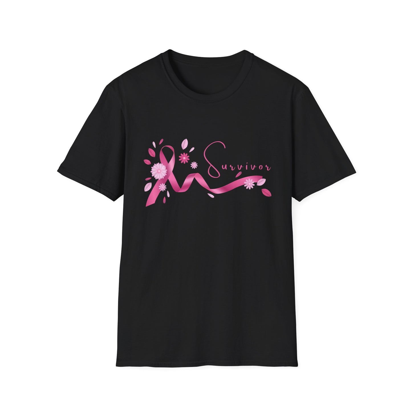 Pink Ribbon Survivor Unisex Softstyle T-Shirt, Breast Cancer Awareness Tee, Inspirational Shirt, Gift for Survivors, Supportive Apparel