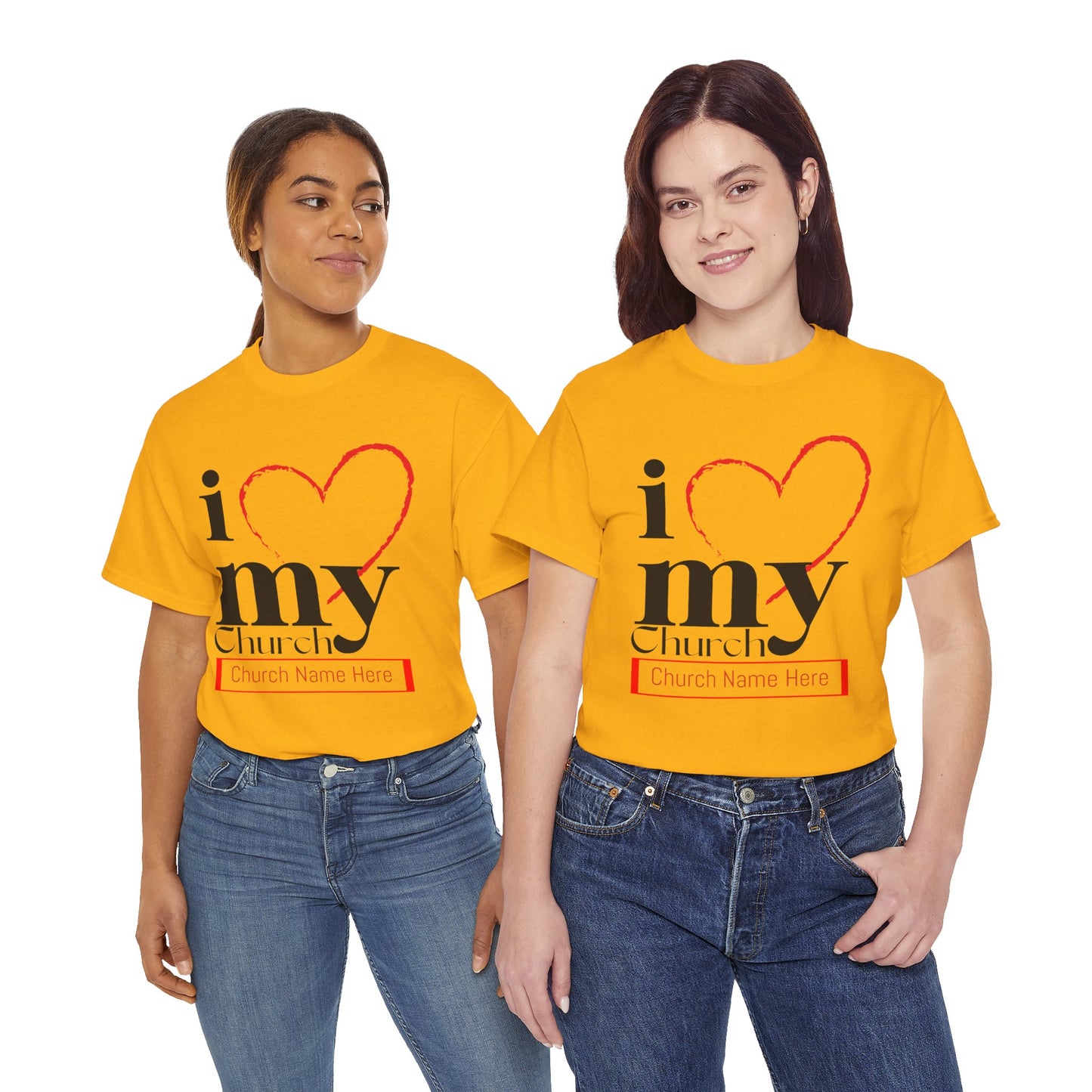Customizable I Love My Church Unisex Heavy Cotton Tee, Faith-Based Apparel, Church Group T-shirt, Gift for Congregation, Religious Expression
