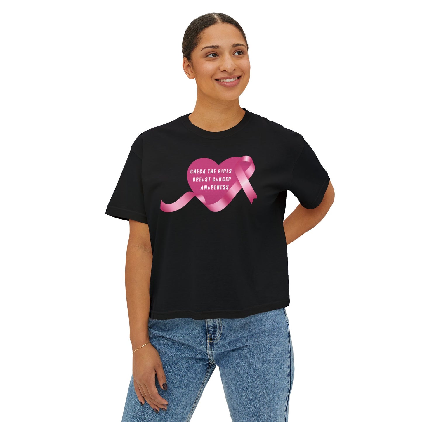 Check the Girls, Breast Cancer Awareness Women's Boxy Tee