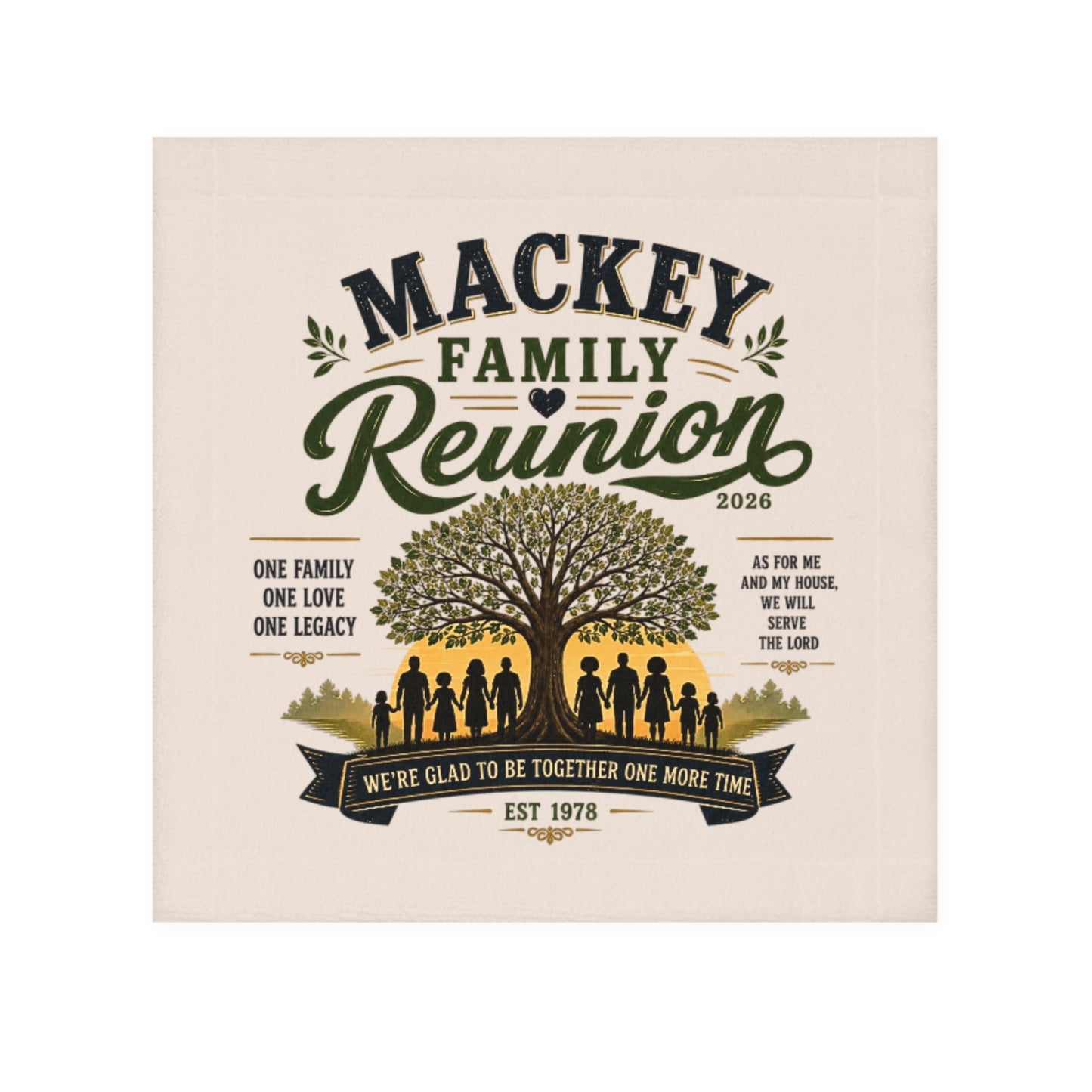 Family Reunion Face Towel — Personalized 'Mackey Family Reunion' Tree Design (2026)