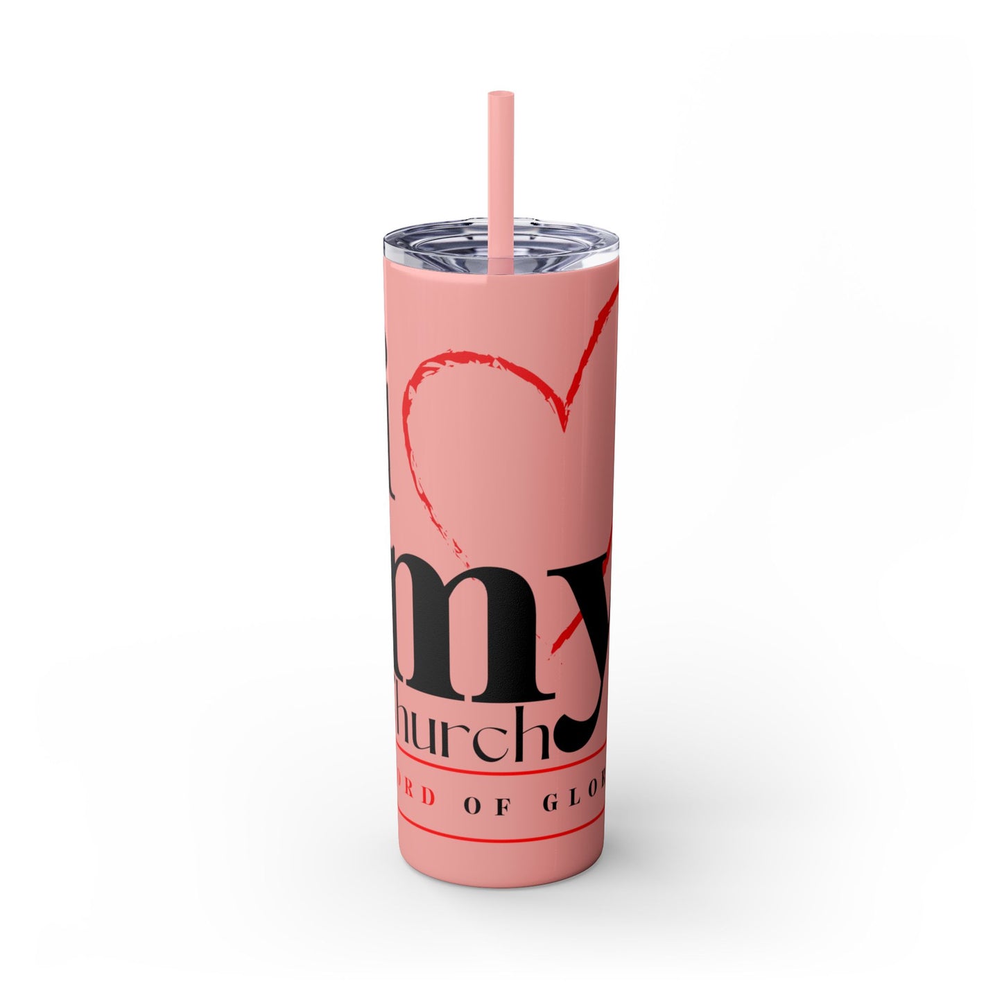 LOG I Love My Church Skinny Tumbler with Straw, 20oz - Perfect for Home, Gifts, Christian Events, Coffee Lovers, and Everyday Use