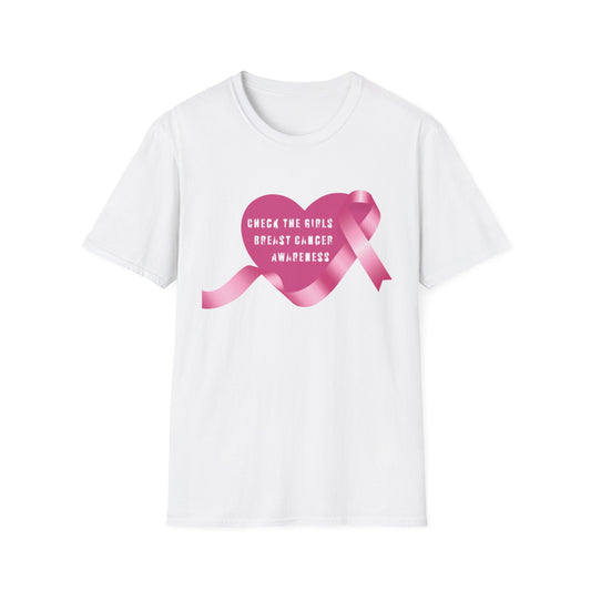 Breast Cancer Awareness T-Shirt - Check The Girls, Gift for Support, Fundraiser Event, Comfort Wear, Pink Ribbon Tee, Unisex Fashion
