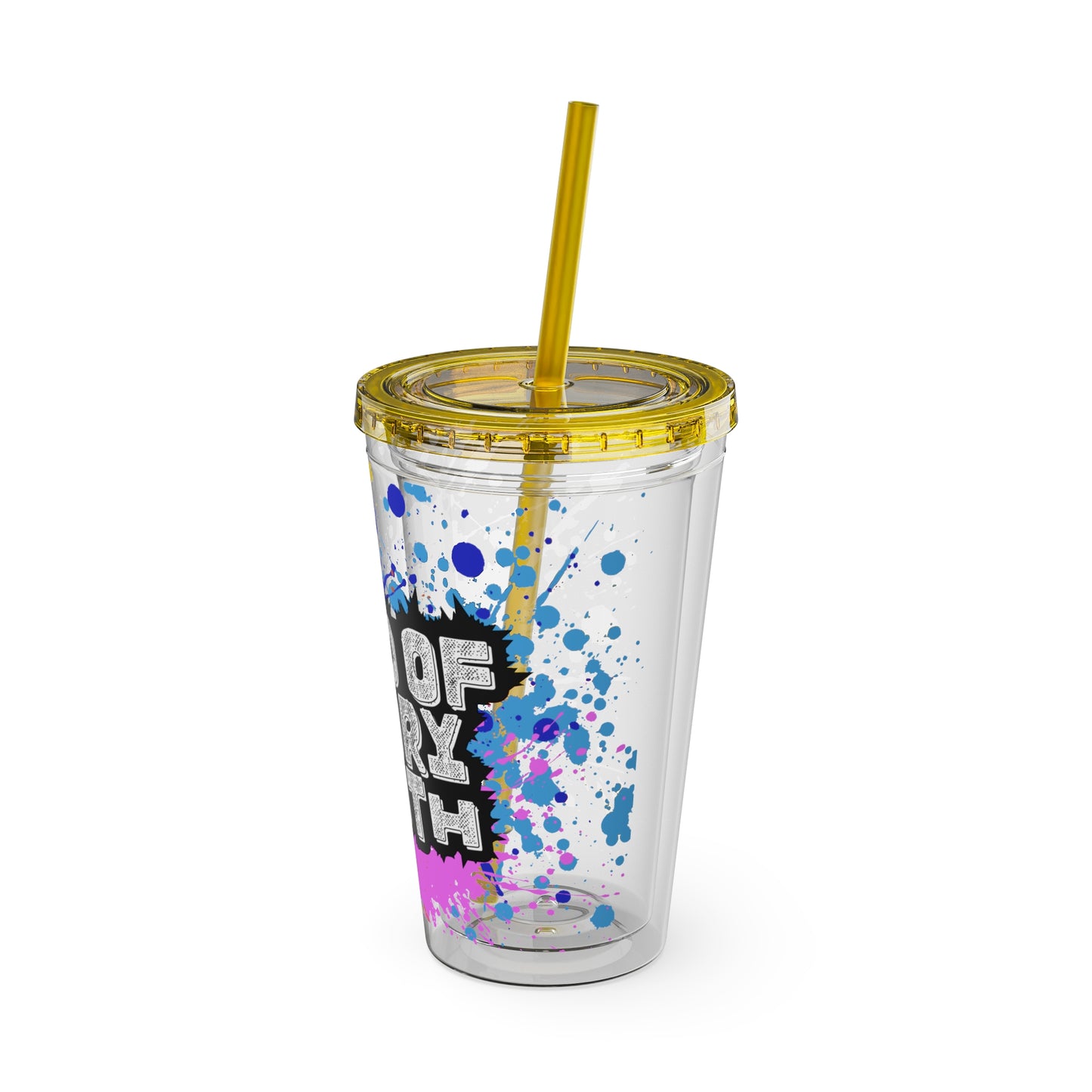 LOGColorful Youth Tumbler with Straw, Inspirational Drinkware for Teens, Summer Fun, Motivational Quotes, Birthday Gift