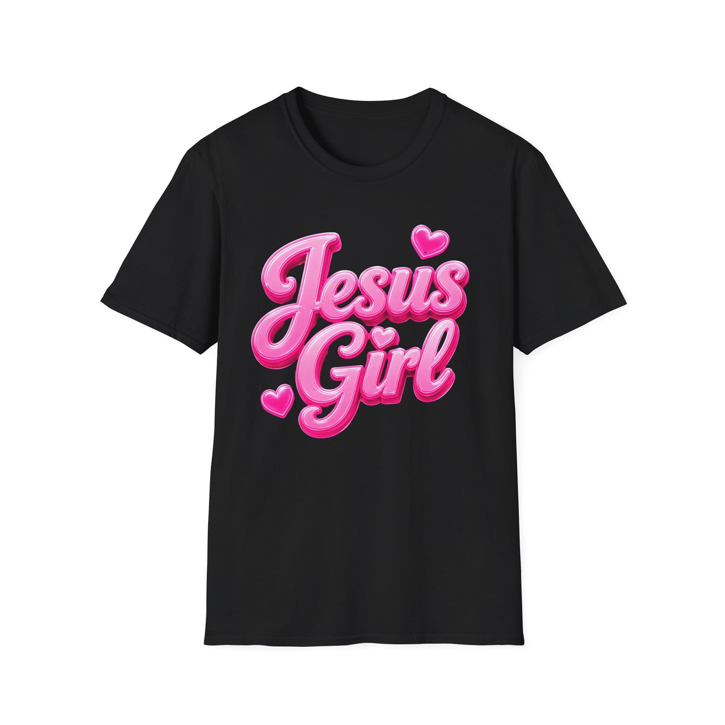 Jesus Girl T-Shirt — Pink Bubble Script Faith Tee