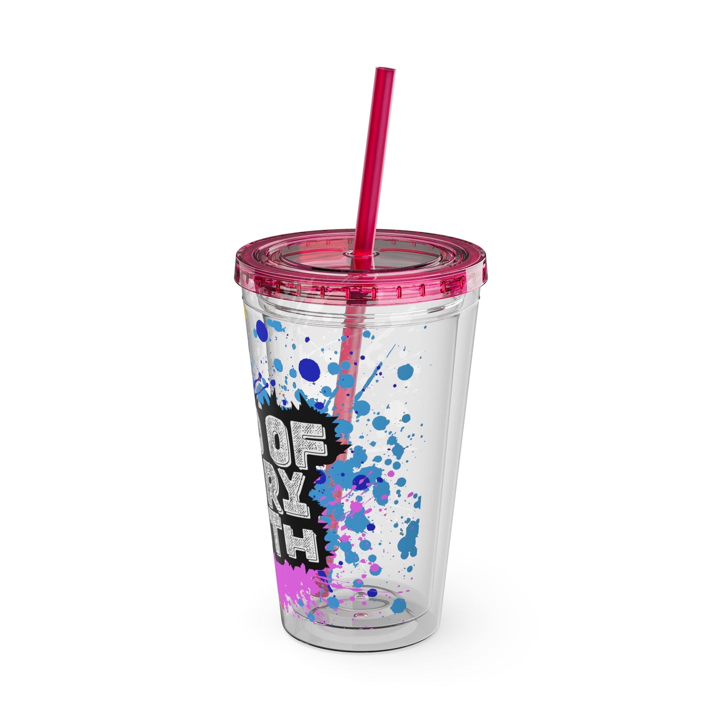 LOGColorful Youth Tumbler with Straw, Inspirational Drinkware for Teens, Summer Fun, Motivational Quotes, Birthday Gift