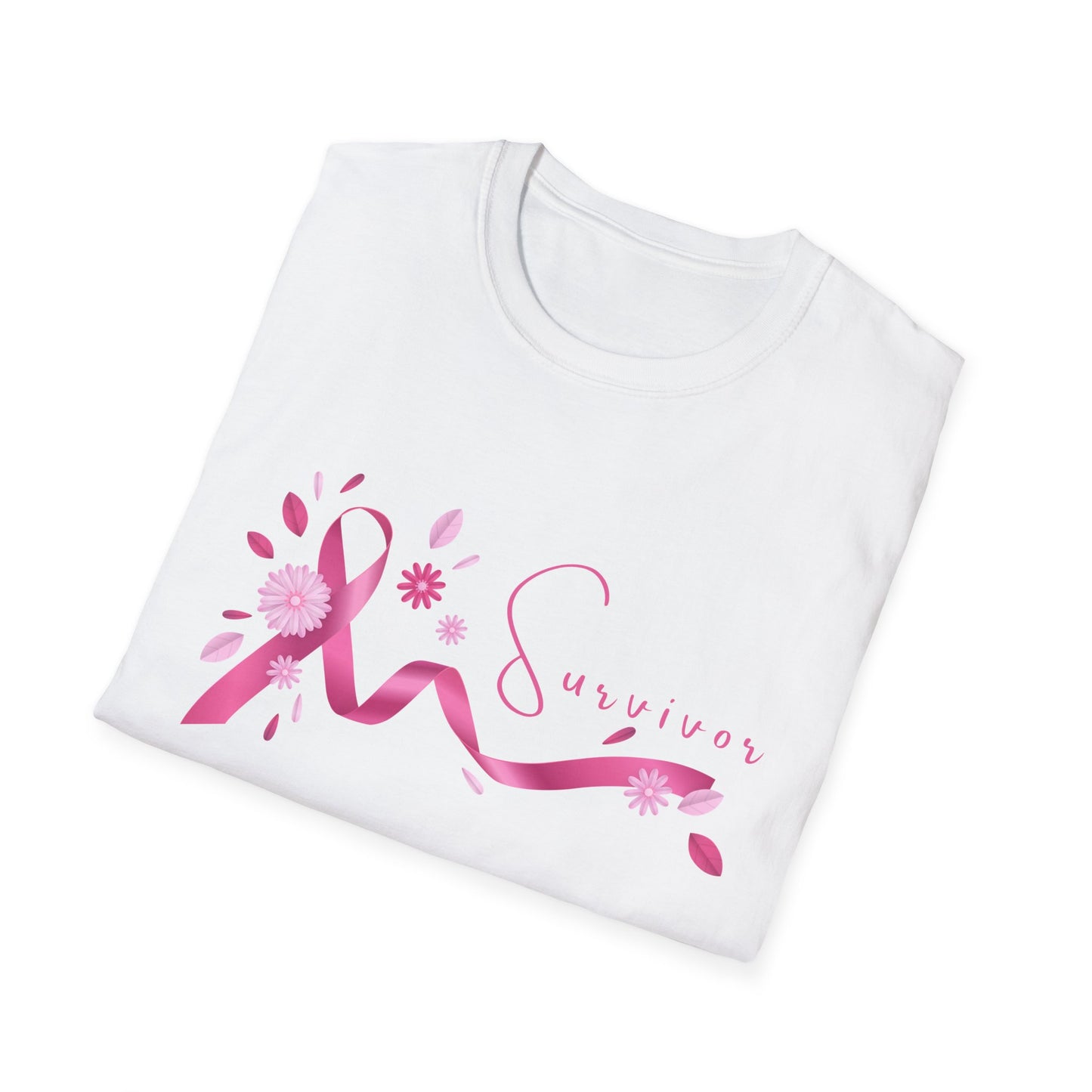 Pink Ribbon Survivor Unisex Softstyle T-Shirt, Breast Cancer Awareness Tee, Inspirational Shirt, Gift for Survivors, Supportive Apparel