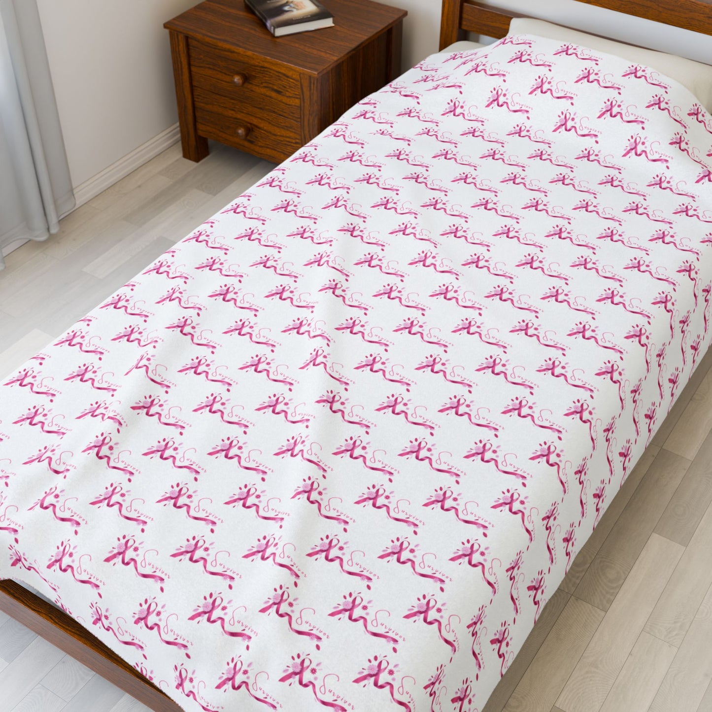 Breast Cancer Survivor Cozy Velveteen Plush Blanket - Soft Throw for Kids, Perfect for Gift, Home Decor, Snuggling, and Relaxation