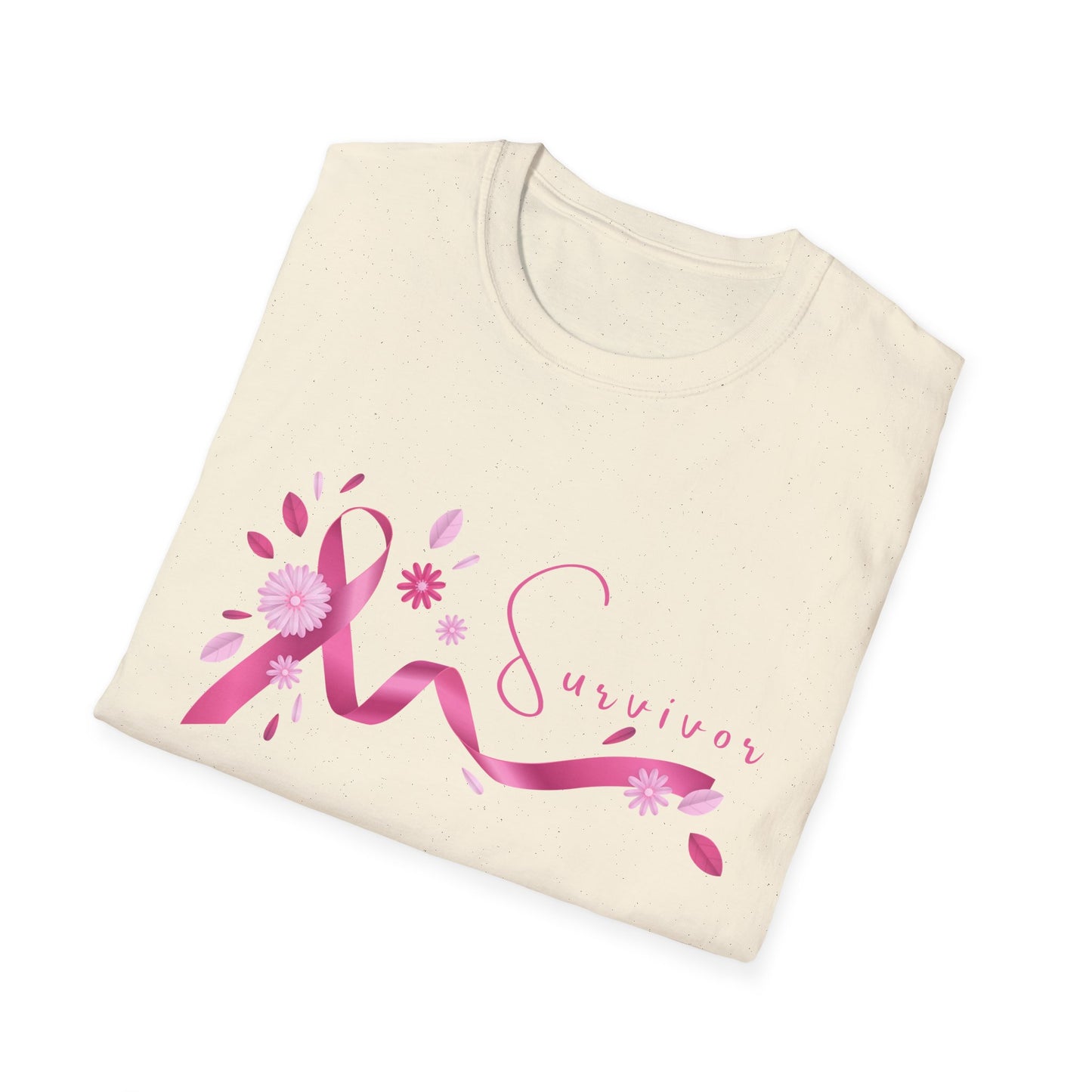 Pink Ribbon Survivor Unisex Softstyle T-Shirt, Breast Cancer Awareness Tee, Inspirational Shirt, Gift for Survivors, Supportive Apparel