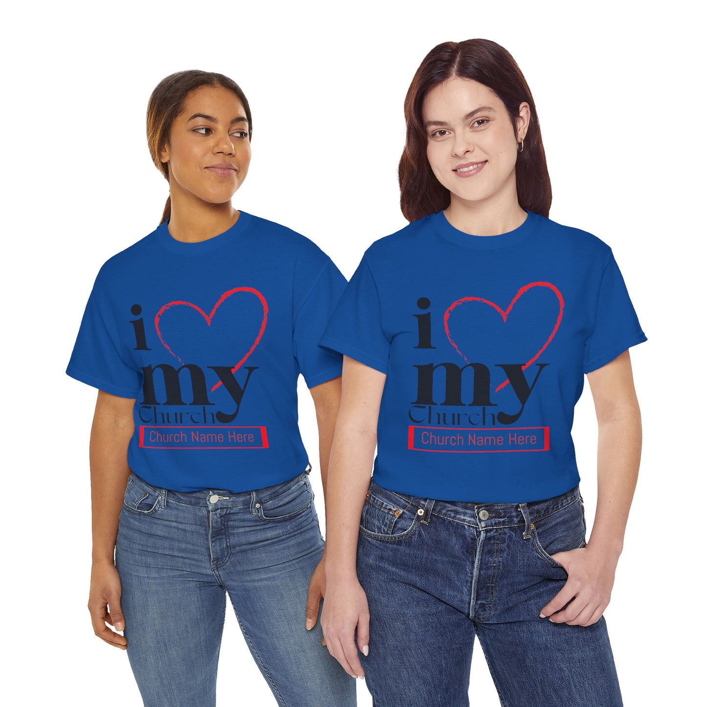 Customizable I Love My Church Unisex Heavy Cotton Tee, Faith-Based Apparel, Church Group T-shirt, Gift for Congregation, Religious Expression