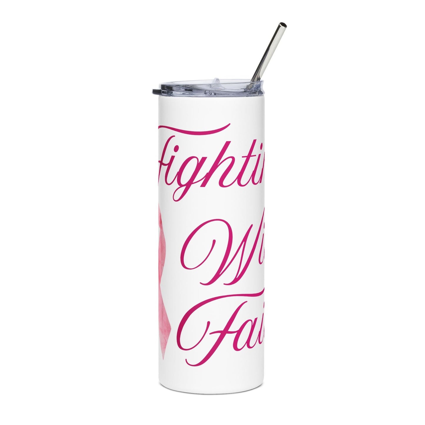 Inspiring Breast Cancer Awareness Tumbler, Pink Ribbon Stainless Steel Cup, Fight Like a Girl Travel Mug, Gift for Her, Support Fighting