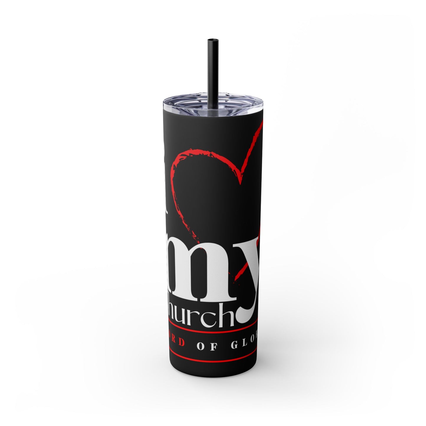 LOG I Love My Church Skinny Tumbler with Straw, 20oz - Perfect for Home, Gifts, Christian Events, Coffee Lovers, and Everyday Use