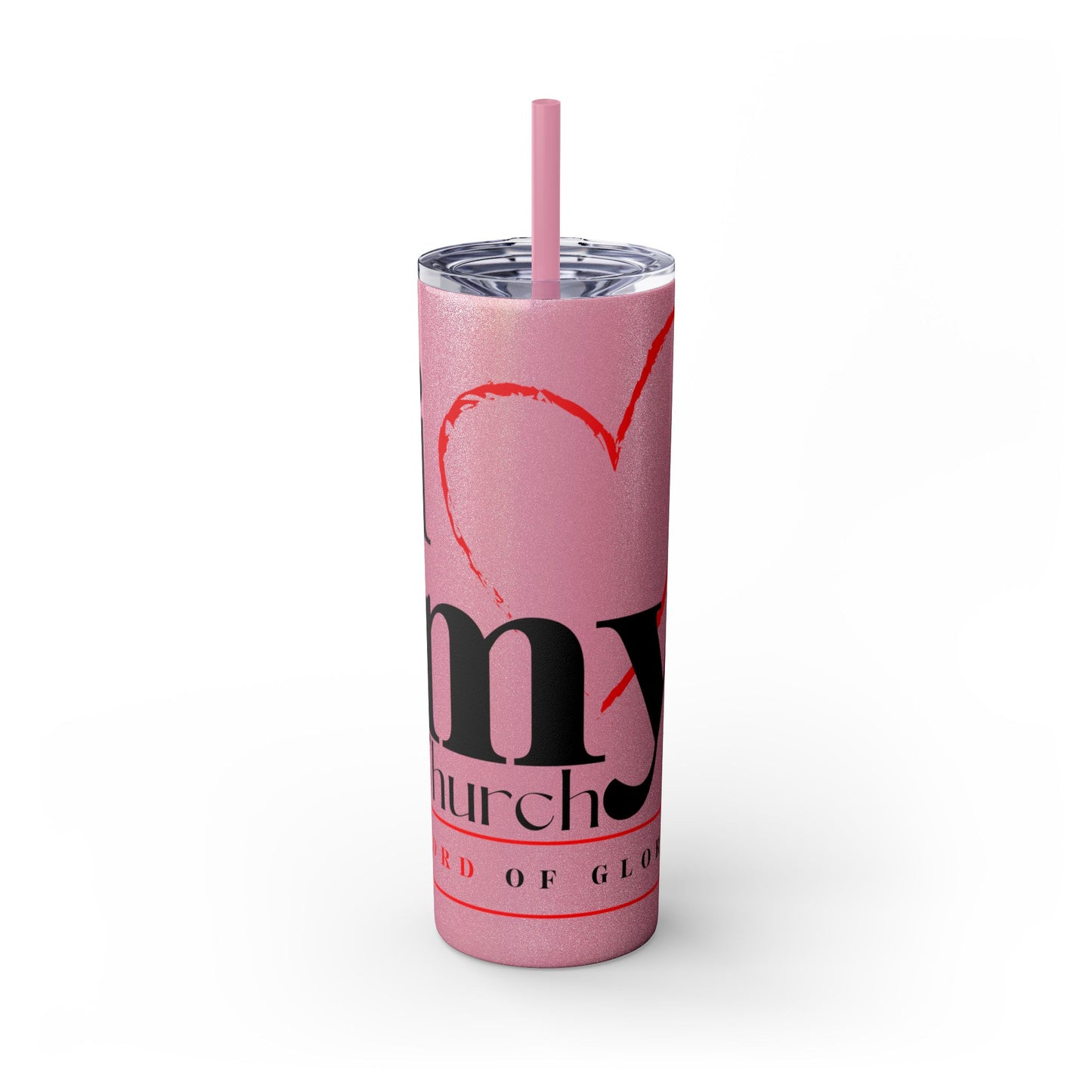 LOG I Love My Church Skinny Tumbler with Straw, 20oz - Perfect for Home, Gifts, Christian Events, Coffee Lovers, and Everyday Use