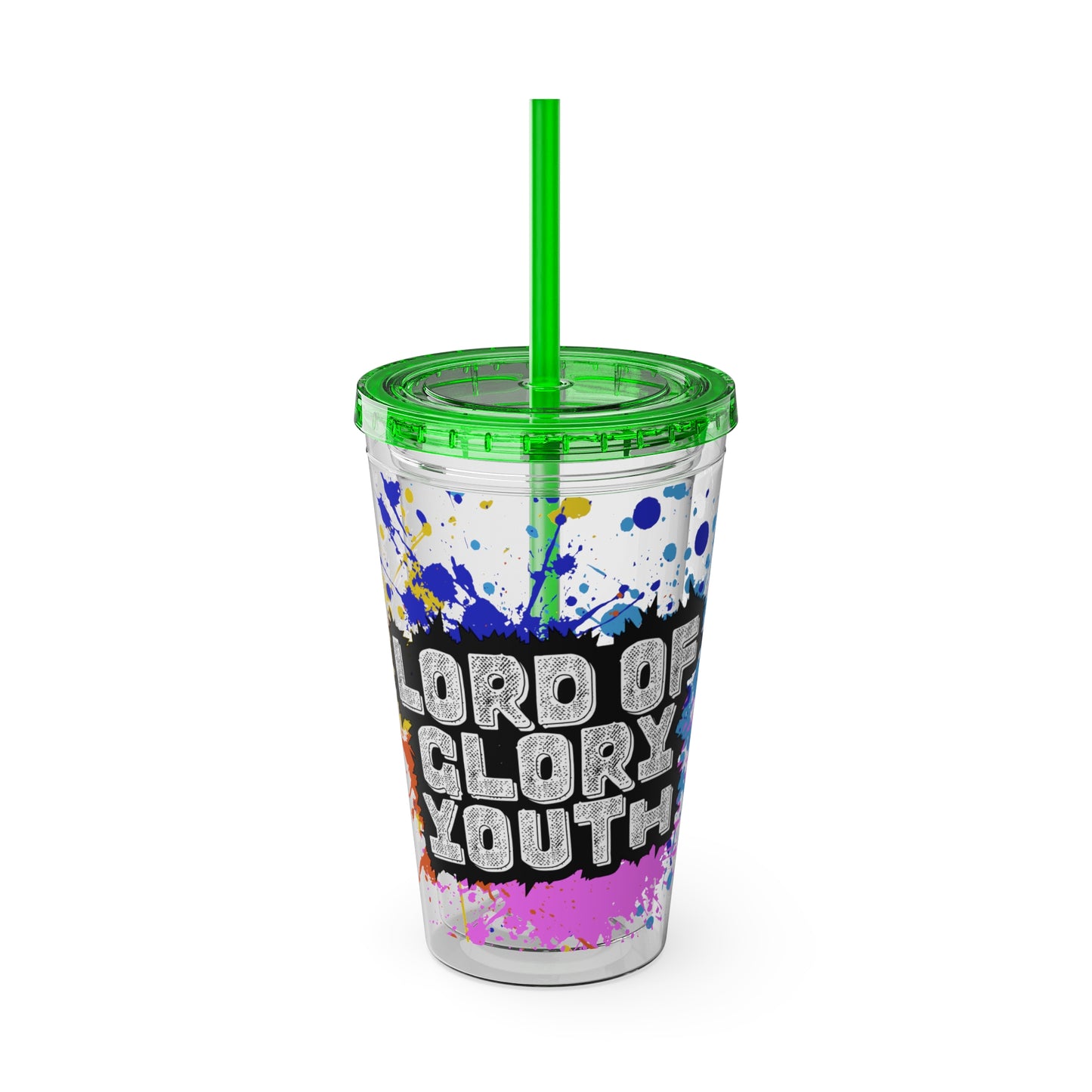LOGColorful Youth Tumbler with Straw, Inspirational Drinkware for Teens, Summer Fun, Motivational Quotes, Birthday Gift