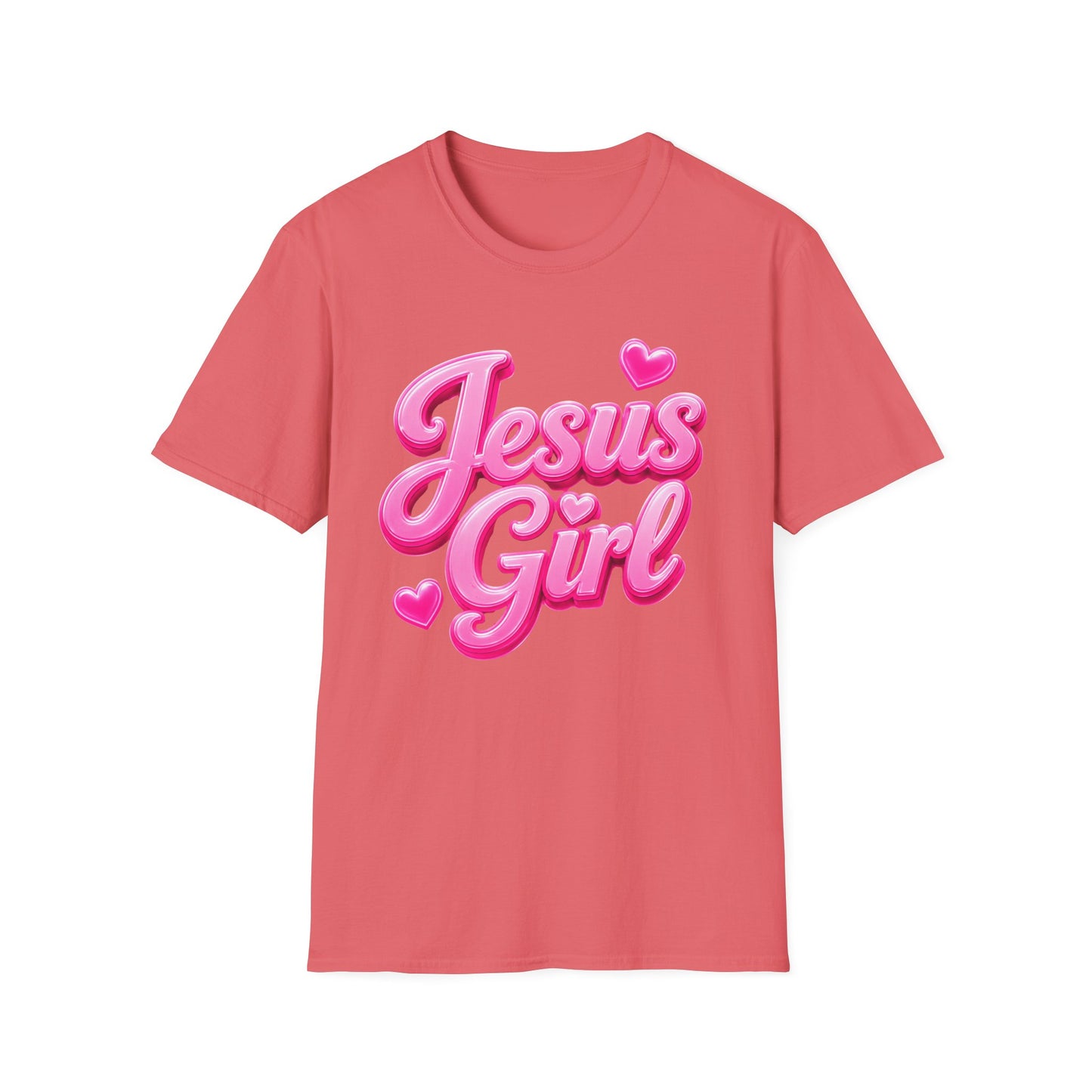 Jesus Girl T-Shirt — Pink Bubble Script Faith Tee