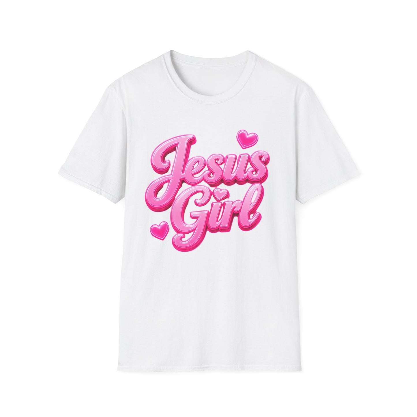 Jesus Girl T-Shirt — Pink Bubble Script Faith Tee