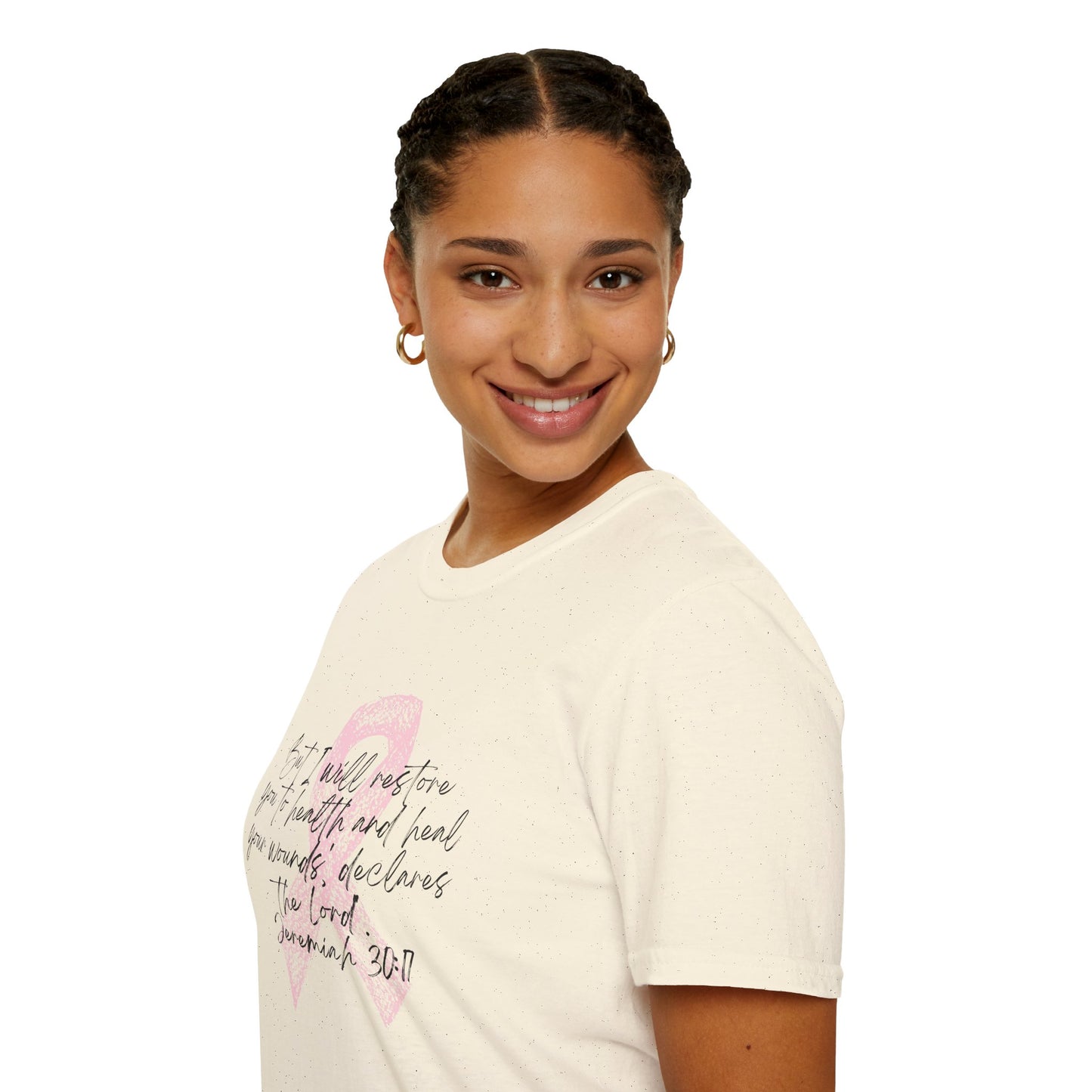 Inspirational Breast Cancer Awareness T-Shirt, Unisex Tee, Support Gift, Softstyle Shirt, Pink Ribbon Apparel, Hope & Healing