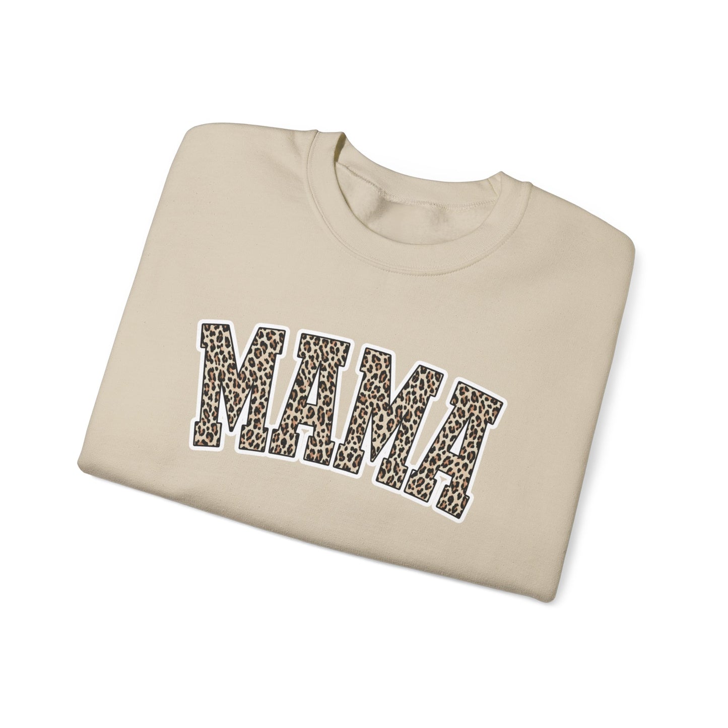 Mama Leopard Print Crewneck Sweatshirt — Cozy Mom Graphic Pullover