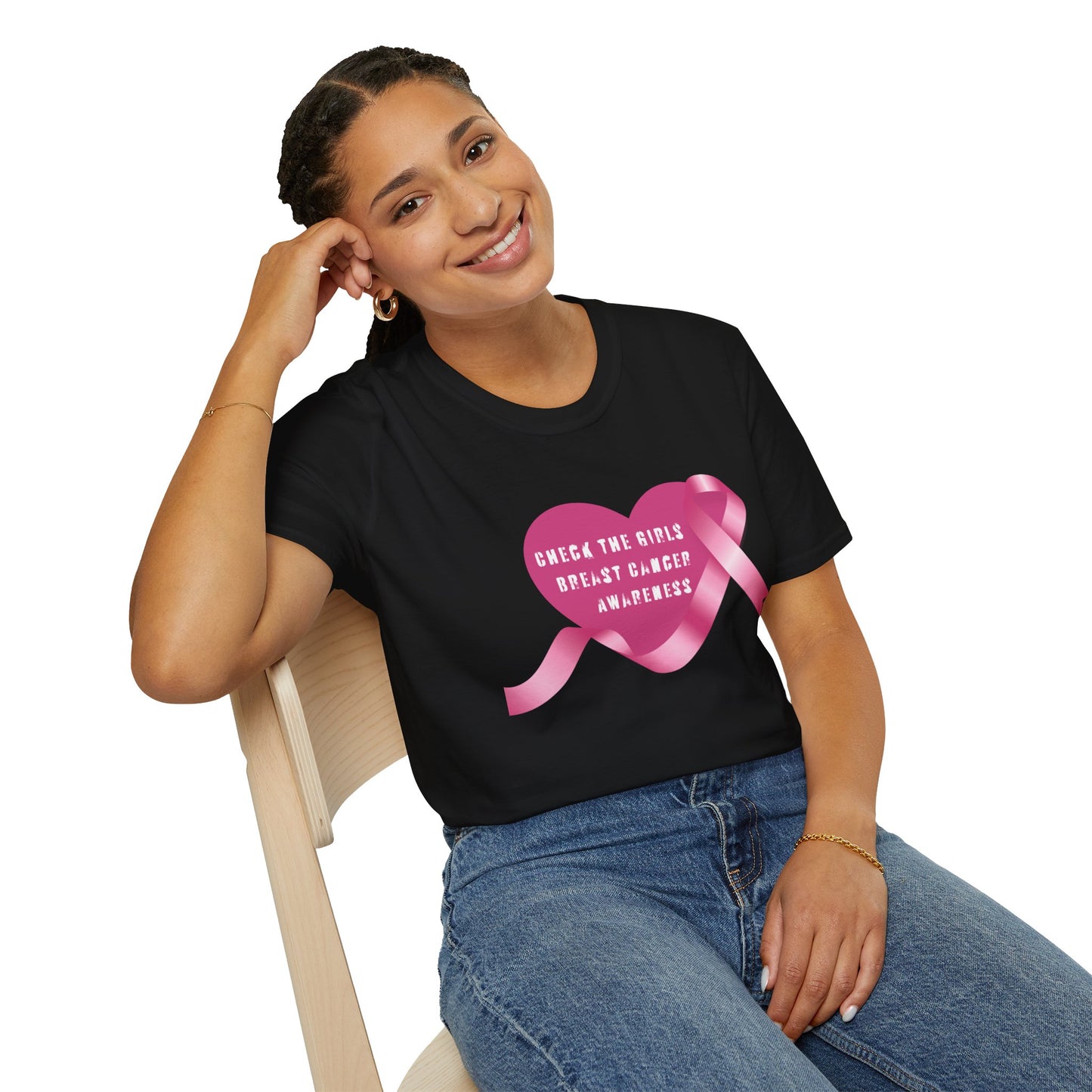 Breast Cancer Awareness T-Shirt - Check The Girls, Gift for Support, Fundraiser Event, Comfort Wear, Pink Ribbon Tee, Unisex Fashion